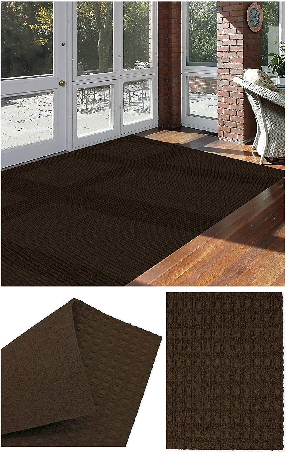 KOECKRITZ Soft & Durable Indoor/Outdoor Area Rug - Lightweight, Flexible & Easy to Clean - 8'x8' Mocha Brown Woven Carpet for Patio, Deck, Living Room & Bedroom