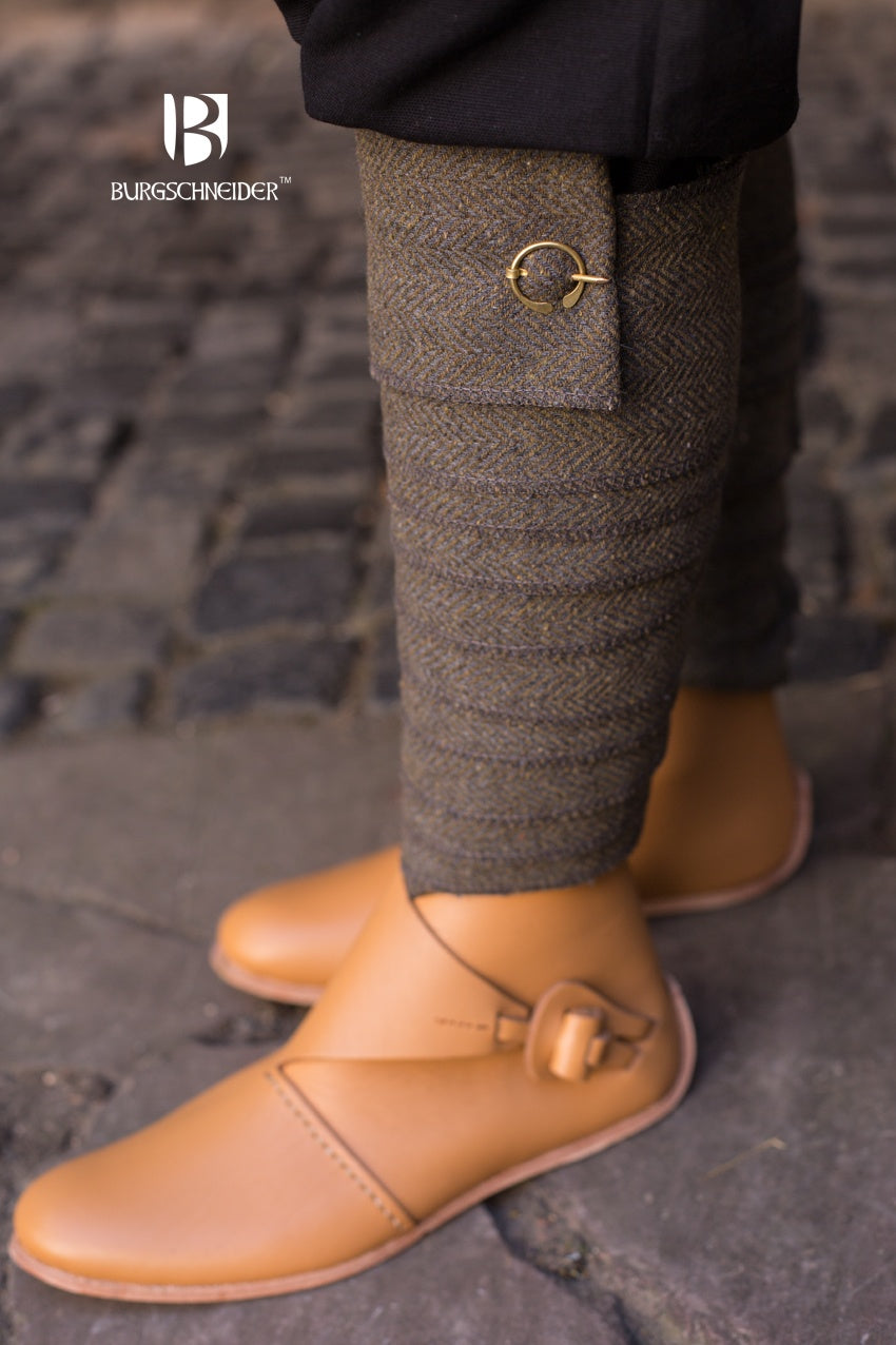 Asgar Herringbone Winingas in Olive & Grey - Viking & Medieval Reenactment Footwear for LARP, Cosplay & Historical Events