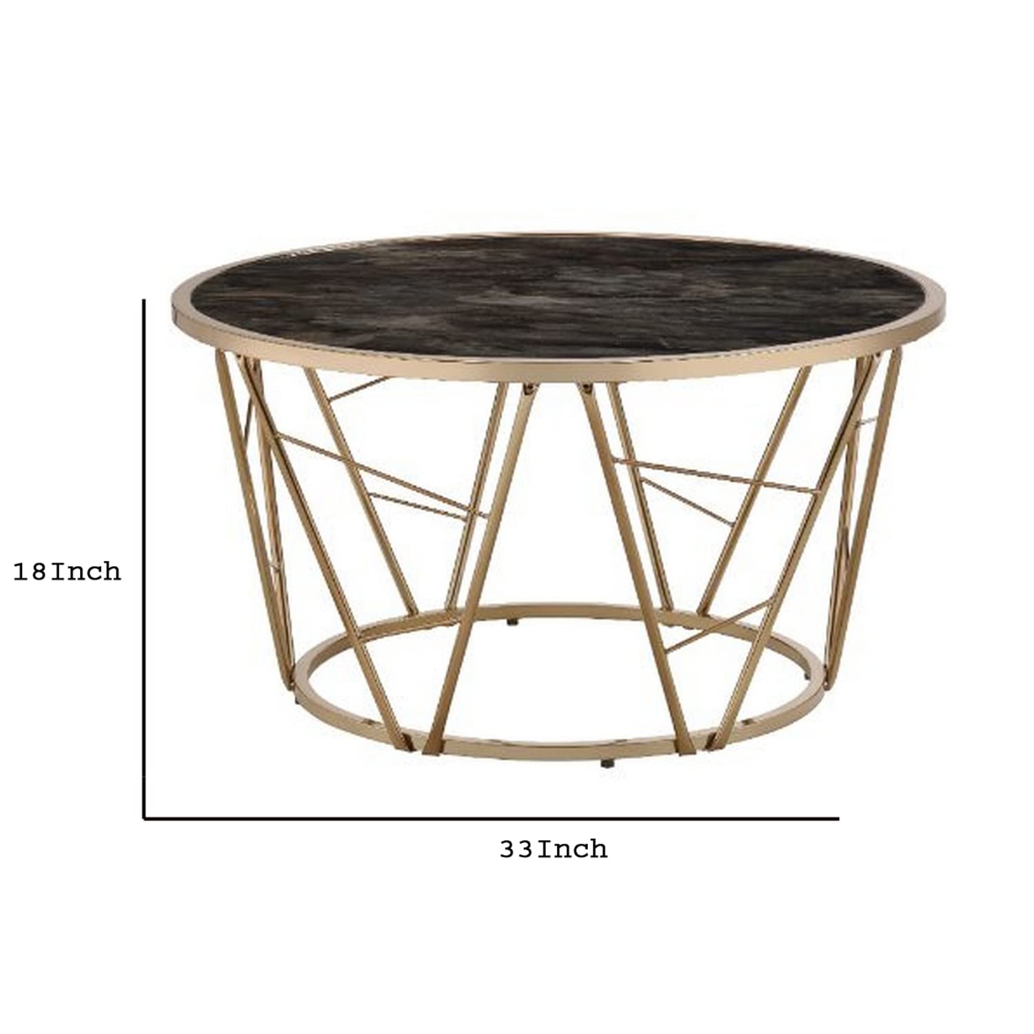 Benjara Modern Coffee Table with Tempered Glass Top & Geometric Metal Frame - Black & Gold Finish | Perfect for Living Room, Lounge & Office Decor