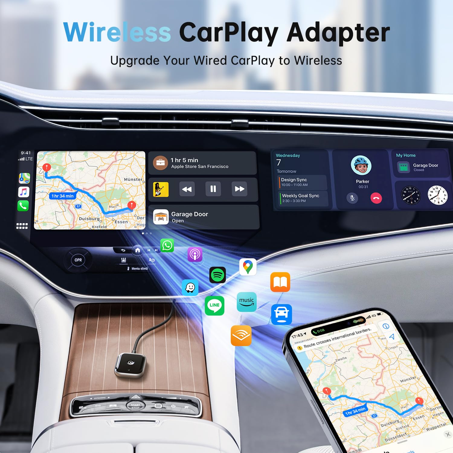 Wireless CarPlay Adapter for iPhone - Upgrade Wired to Wireless Apple CarPlay Dongle, Plug & Play, Fast Connection, Compact Design - Perfect for Commuting, Road Trips & Hands-Free Driving in Cars with Built-in CarPlay