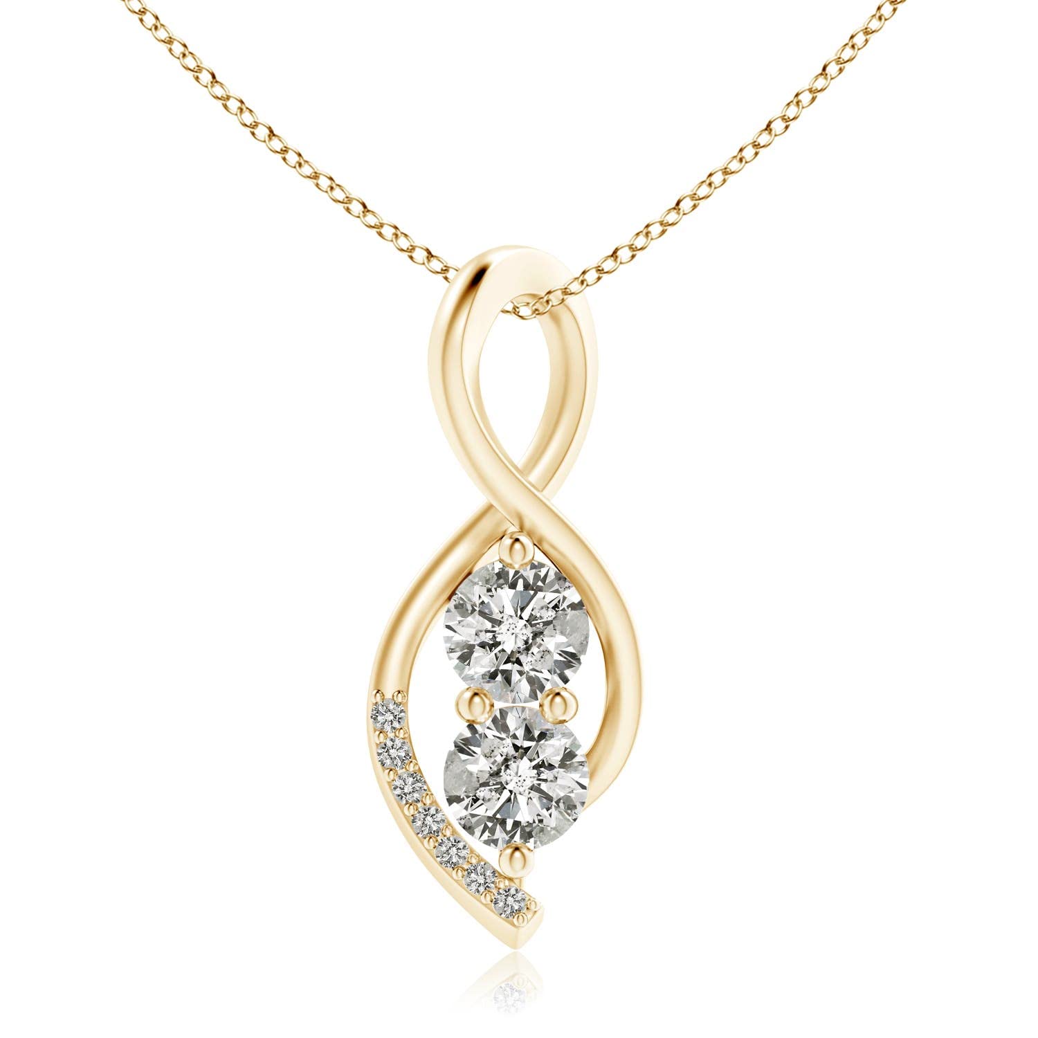 Angara 14K Solid Gold/Platinum Two Stone Natural Diamond Pendant Necklace for Women - April Birthstone Jewelry Gift for Birthday, Anniversary & Special Occasions | Perfect for Weddings, Date Nights & Formal Events