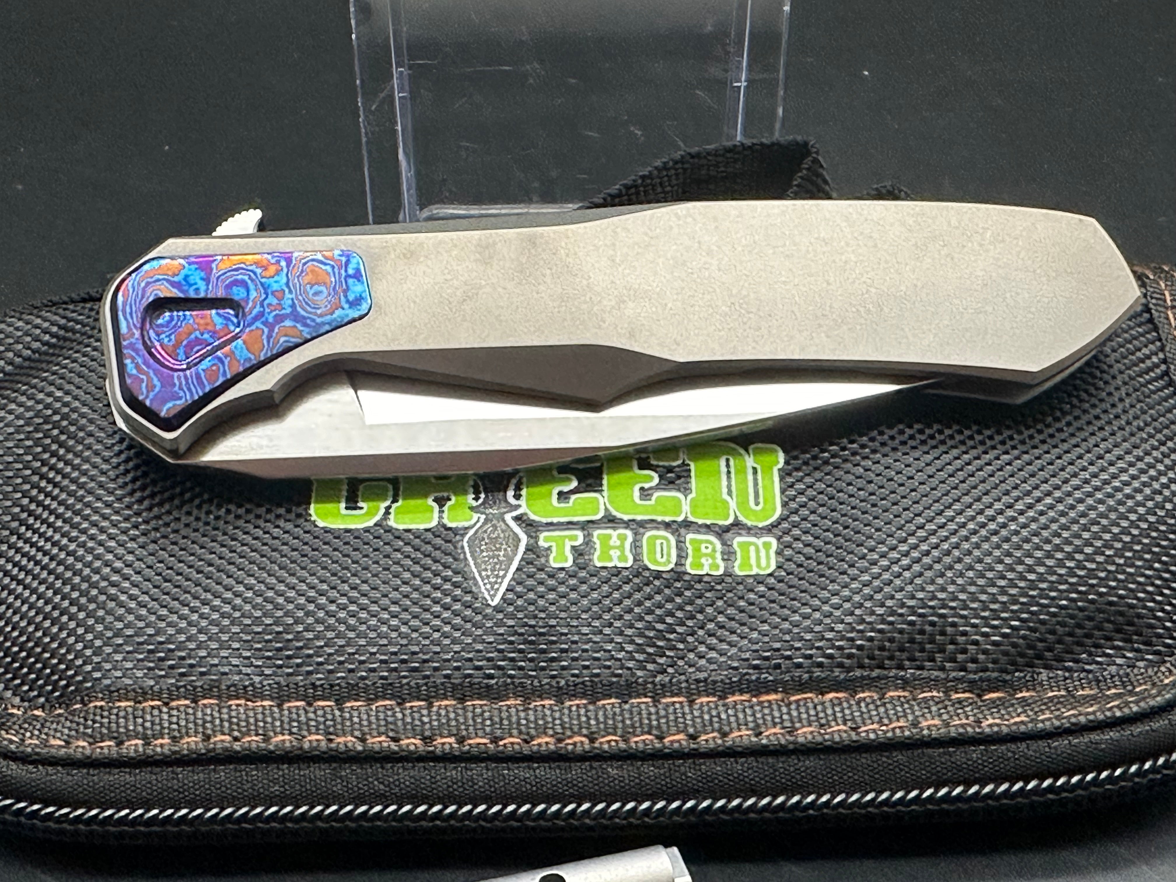 Premium Green Thorn Lochsa Folding Knife - M390 Super Steel Blade & TC4 Titanium Integral Handle for Outdoor, Camping, Hunting, and EDC Use