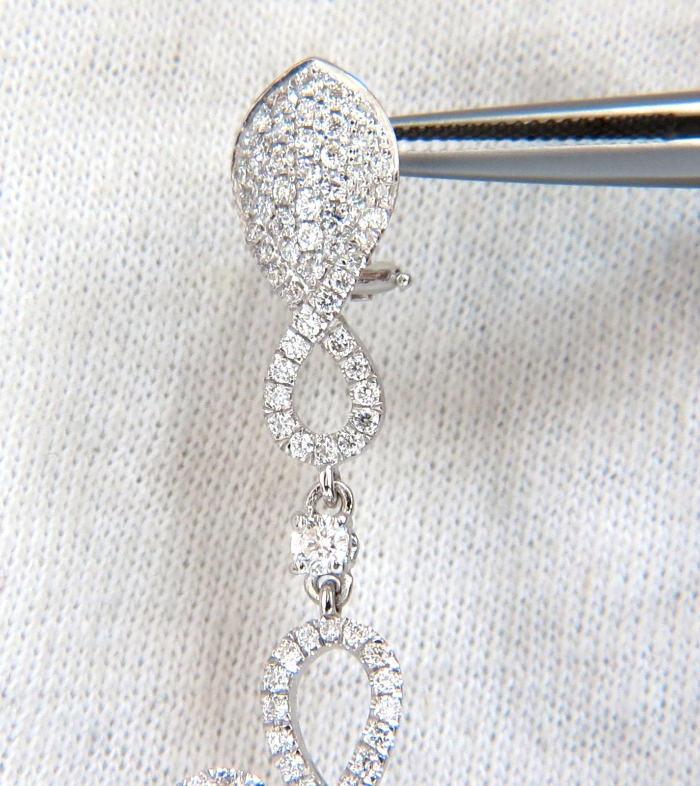5.50ct Natural Round Diamond Swirl Circle Dangle Earrings in 18KT Gold (2.9 Inch) - Elegant Jewelry for Weddings, Parties & Special Occasions