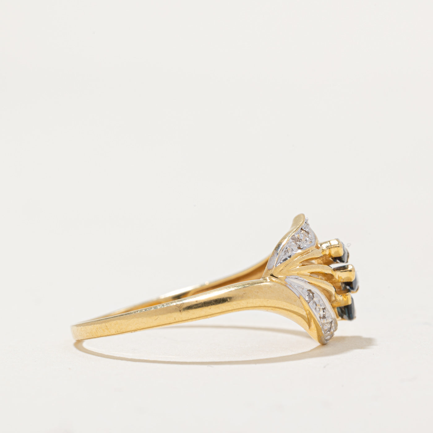 Elegant Sapphire & Diamond Cocktail Ring - 0.12ctw Gemstone & 0.03ctw Diamond - Size 6.75 - Perfect for Evening Parties, Weddings & Special Occasions
