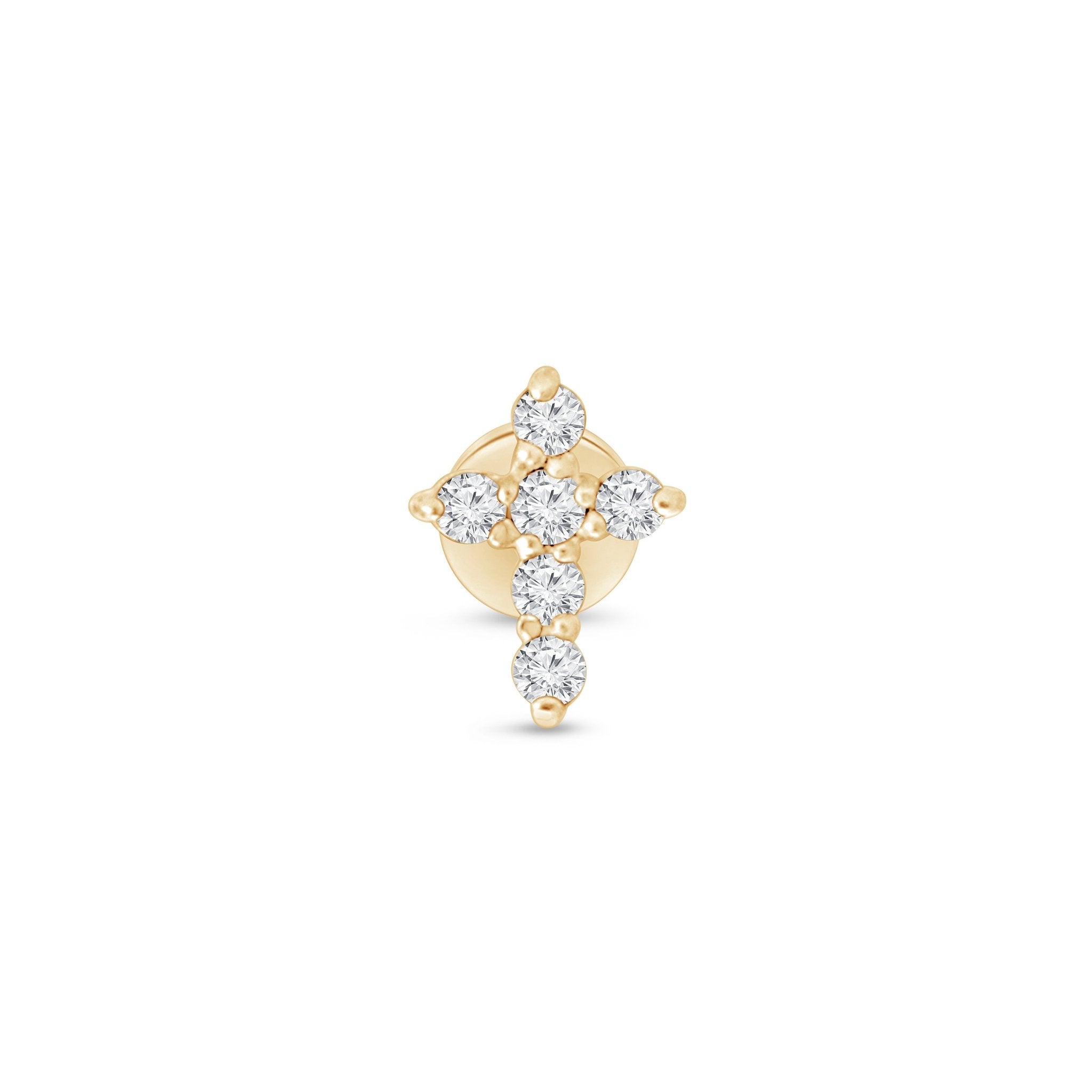 14K Yellow Gold Diamond Pavé Cross Stud Earrings - Hypoallergenic, Flat Back for Comfort - Perfect for Everyday Wear, Gifts & Special Occasions