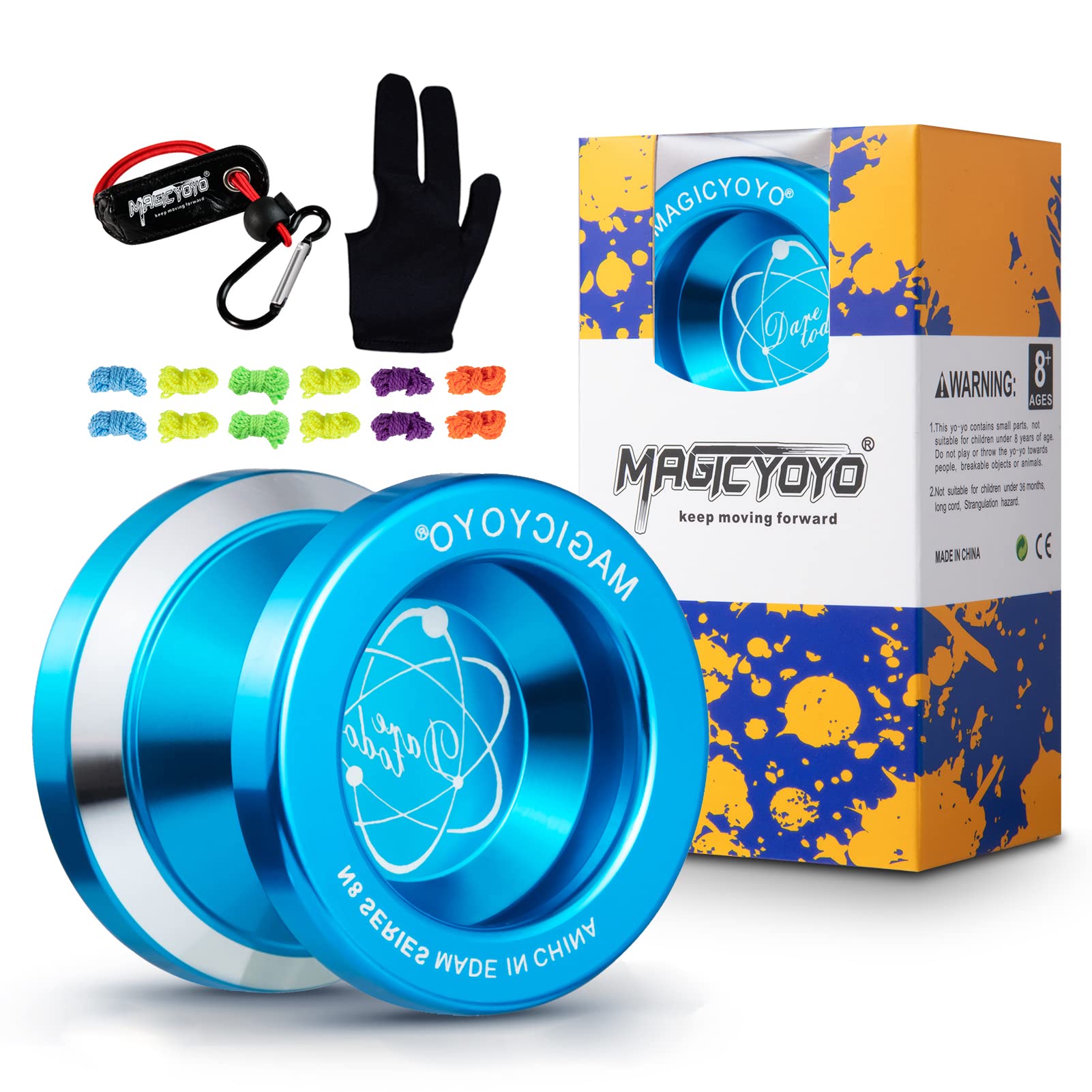 MAGICYOYO N8 Professional Unresponsive Aluminum Metal Yoyo for Kids & Advanced Players - Includes Yoyo Glove, Holster & 6 Strings - Perfect for Tricks, Competitions & Skill Development