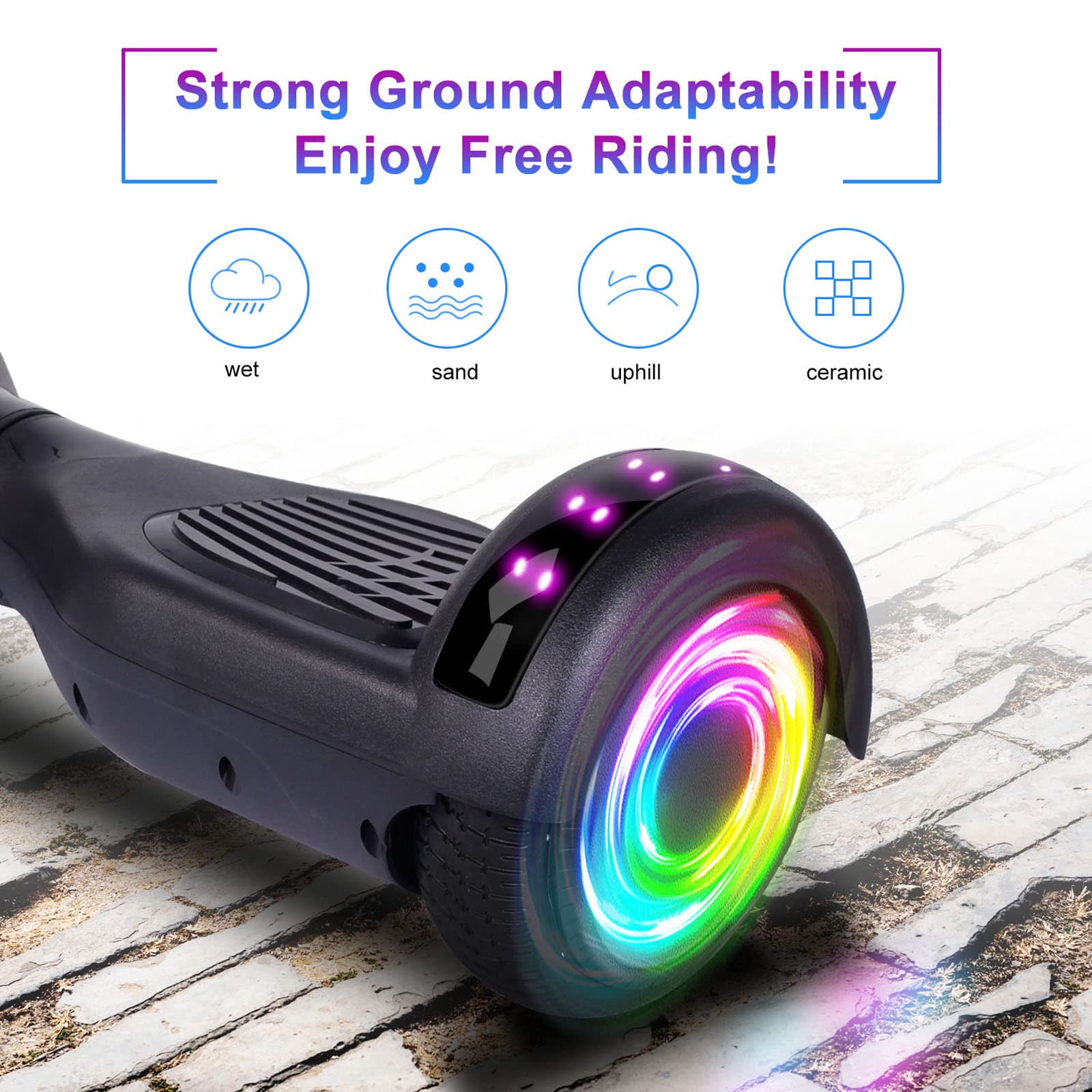 SISIGAD Hoverboard for Kids Ages 6-12 - Bluetooth Speaker & 6.5