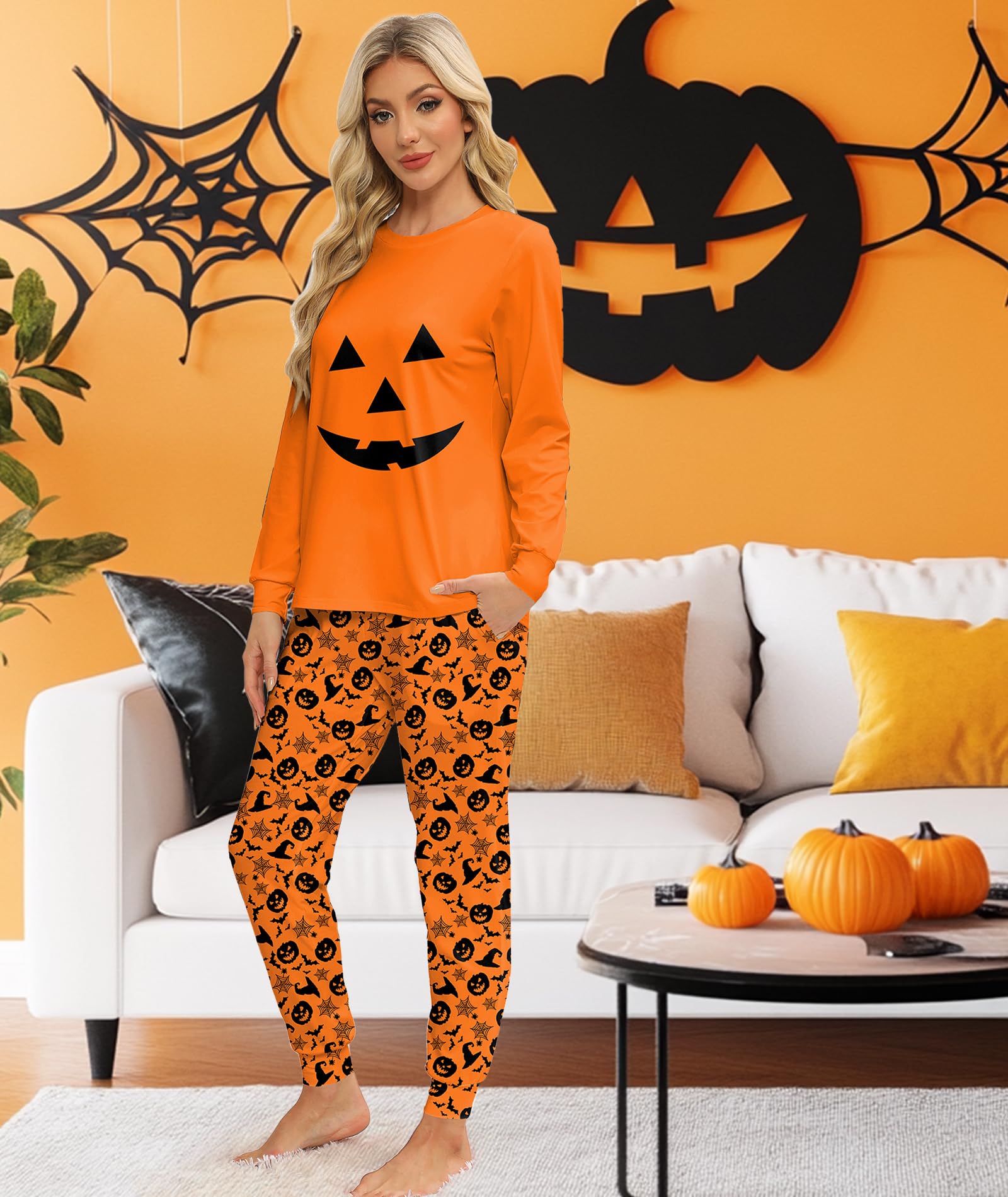 Women's Long Sleeve Pajama Set with Jogger Pants - Soft Cotton Sleepwear & Lounge Set with Pockets - Perfect for Relaxing at Home, Sleeping, or Traveling