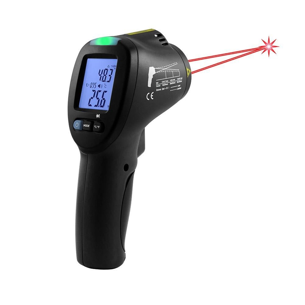 Advanced Infrared Thermometer with Dewpoint 20:1 Ratio & 605°F Range - Perfect for HVAC, Industrial, and Home Temperature Measurement
