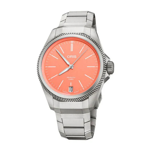 Oris ProPilot X Calibre 400 39mm Pink Dial Men's Watch 01 400 7778 7158 - Swiss Automatic Movement, 5-Day Power Reserve - Perfect for Aviation Enthusiasts & Luxury Watch Collectors