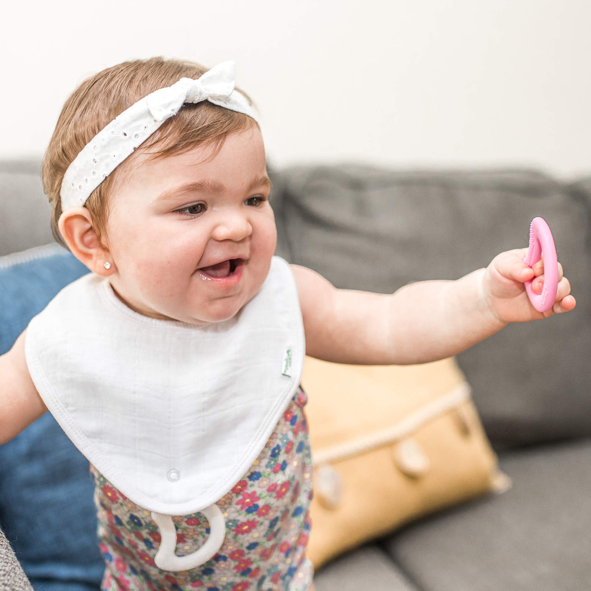 Organic Cotton Muslin Stay-Dry Bandana Teether Bibs (3-Pack) | BPA-Free, Machine Washable & Sterilizer Safe | Soothes Baby's Gums & Protects from Drool | Perfect for Teething Infants, Mealtime & On-the-Go Use
