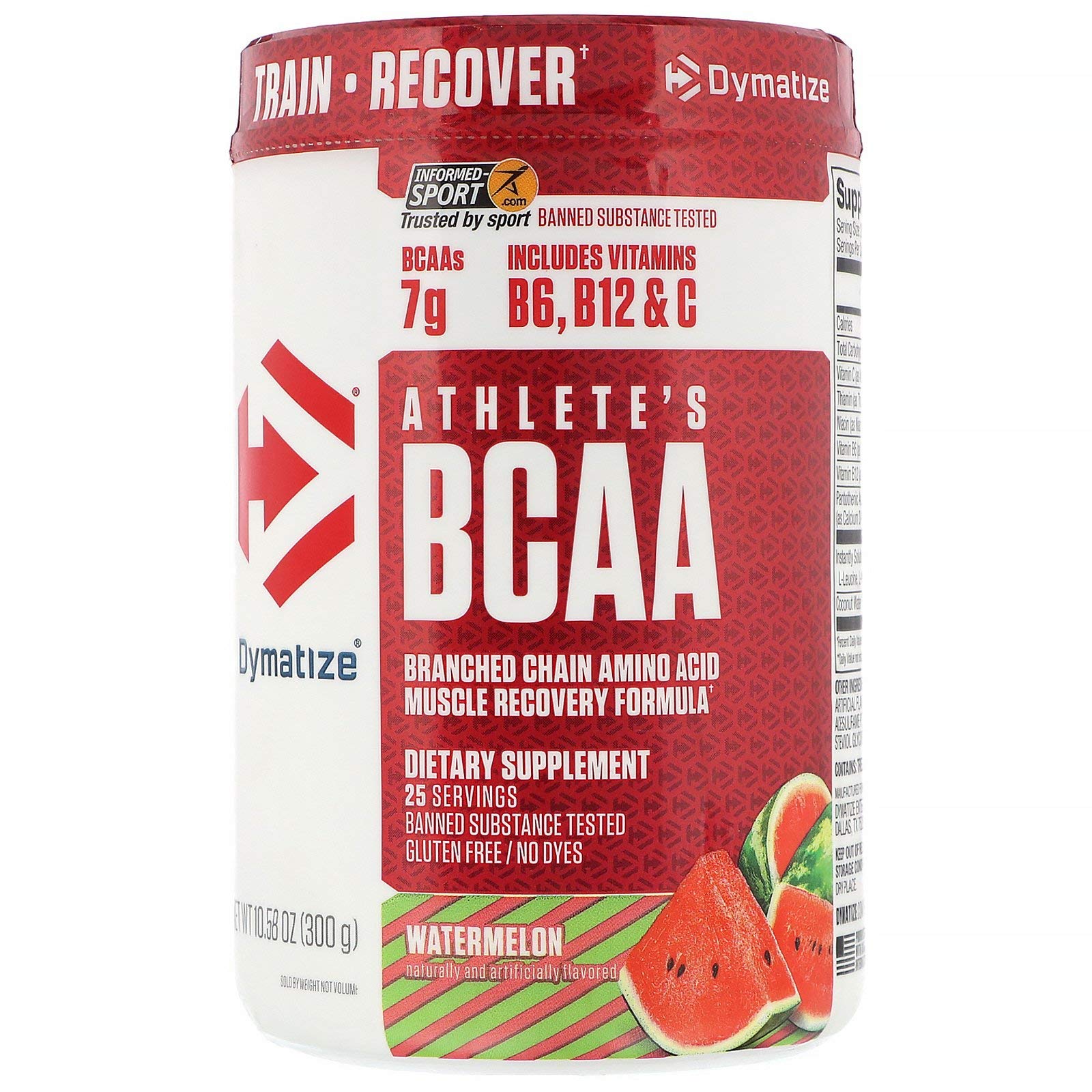 Dymatize BCAA Amino Acid Supplement for Athletes - Watermelon Flavor, 10.58 oz - Post Workout Recovery & Muscle Growth Support for Fitness Enthusiasts