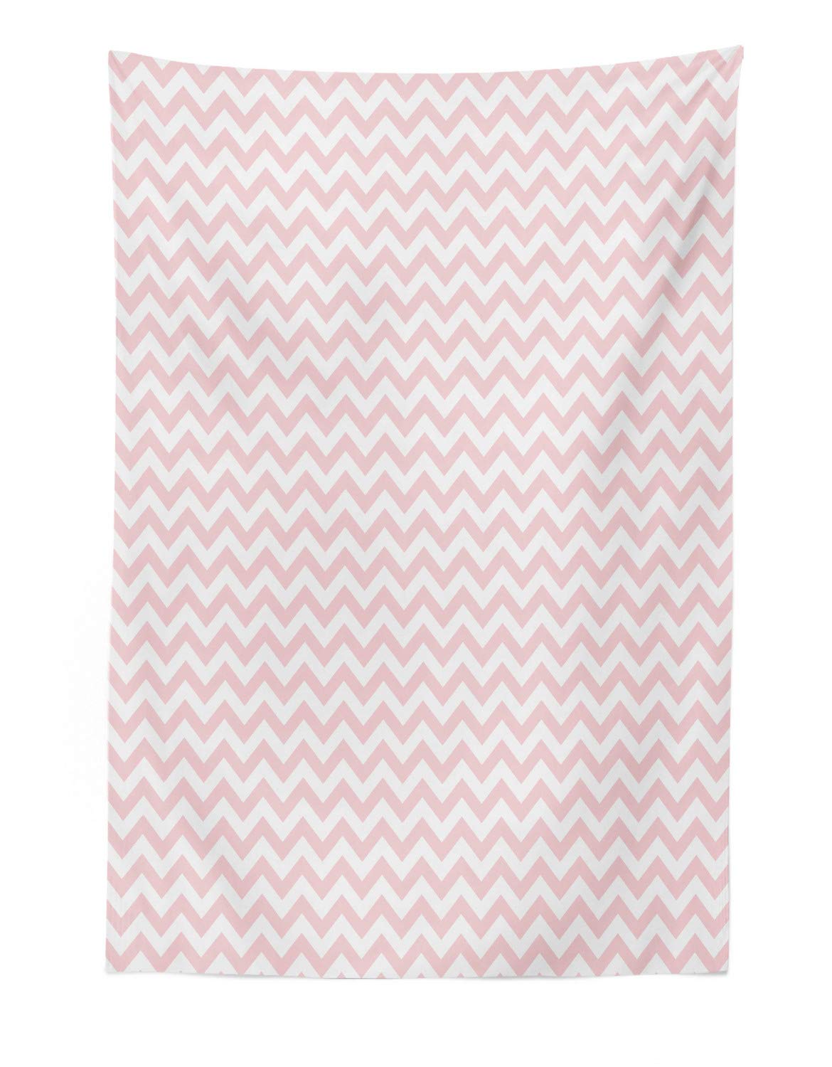 Vintage Rose Chevron Tapestry Wall Hanging - 60s 70s Retro Striped Fabric Decor for Bedroom, Living Room & Dorm - 30x45 Inches Rose & White - Perfect for Bohemian Home Decor, Bed Canopy or Photo Backdrop