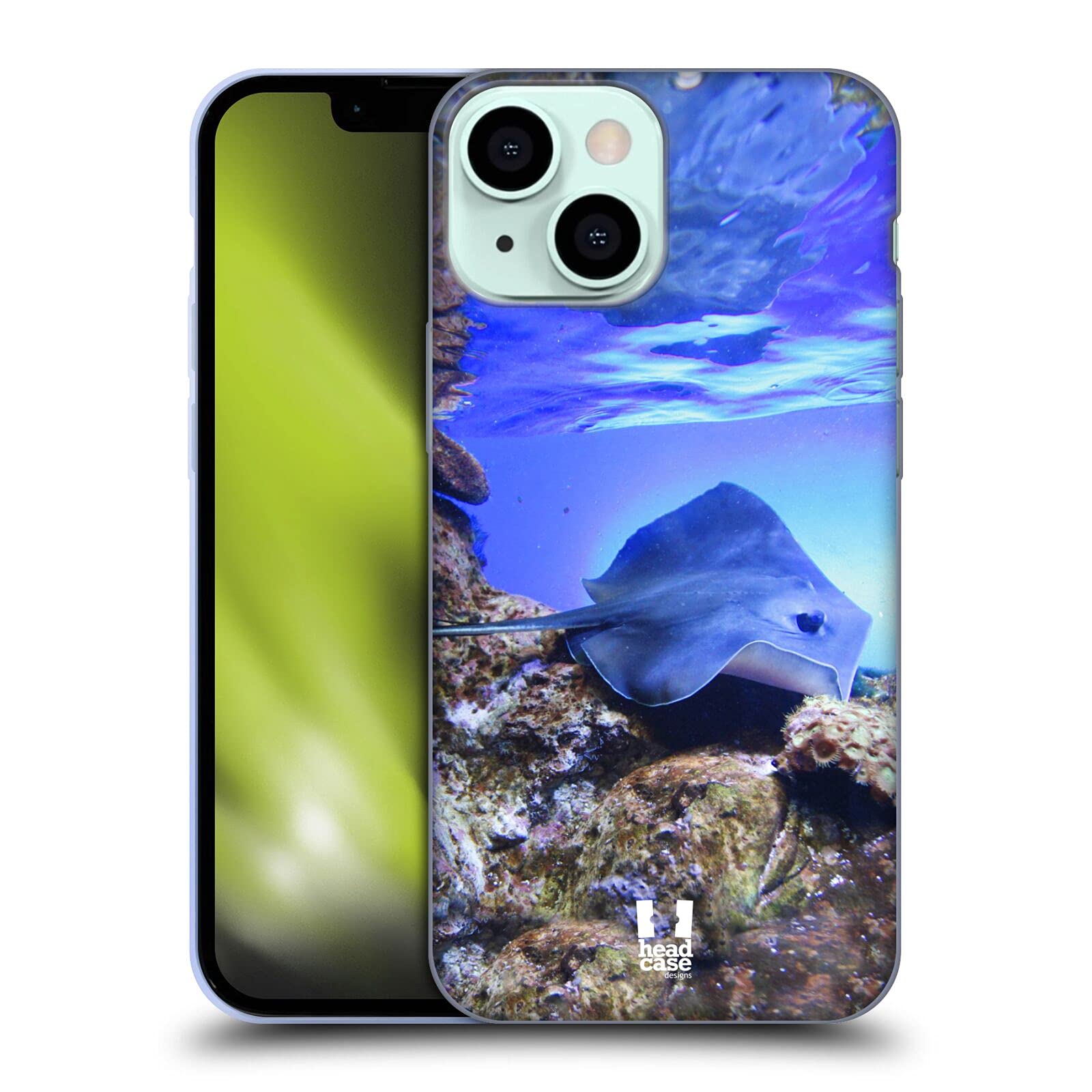 Head Case Designs Swimming Stingray Coral Reef Soft Gel Phone Case - Compatible with Apple iPhone 13 Mini - Durable Protective Cover for Beach, Pool & Outdoor Adventures