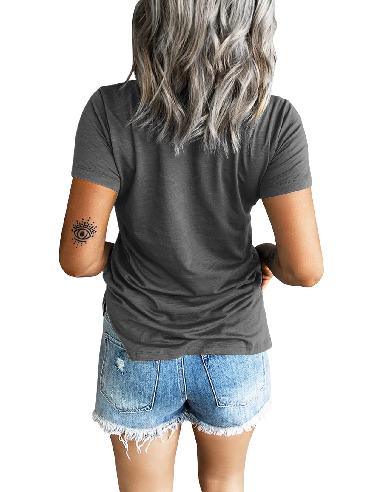Sunborui Women's Summer Short Sleeve V-Neck T-Shirt with Pocket - Soft Casual Loose Fit Tee for Everyday Wear, Outings & Vacation