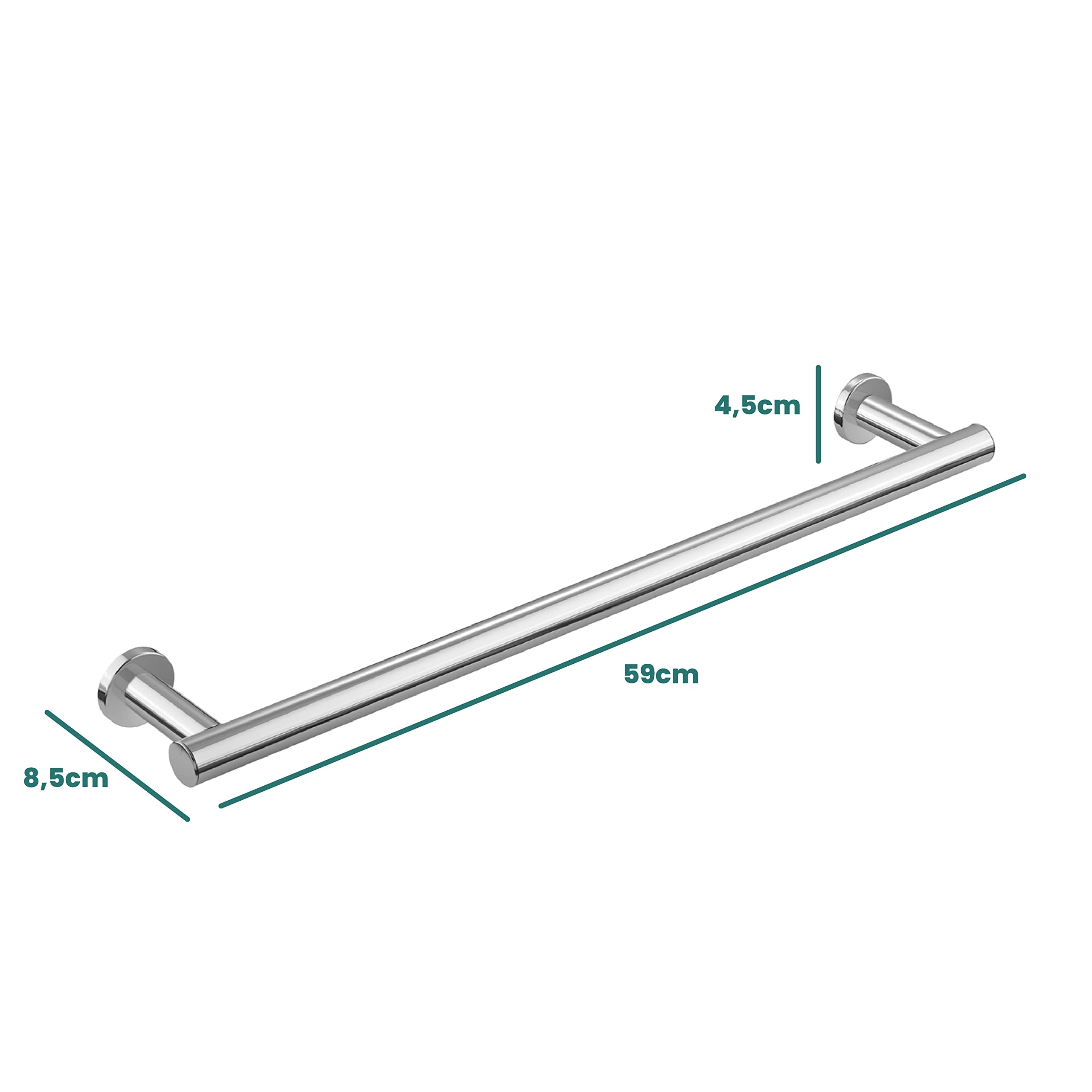 Stainless Steel Architect Single Towel Bar - Modern Bathroom Towel Rack for Kitchen & Bathroom Organization - Perfect for Small Spaces, Apartments, and Dorm Rooms