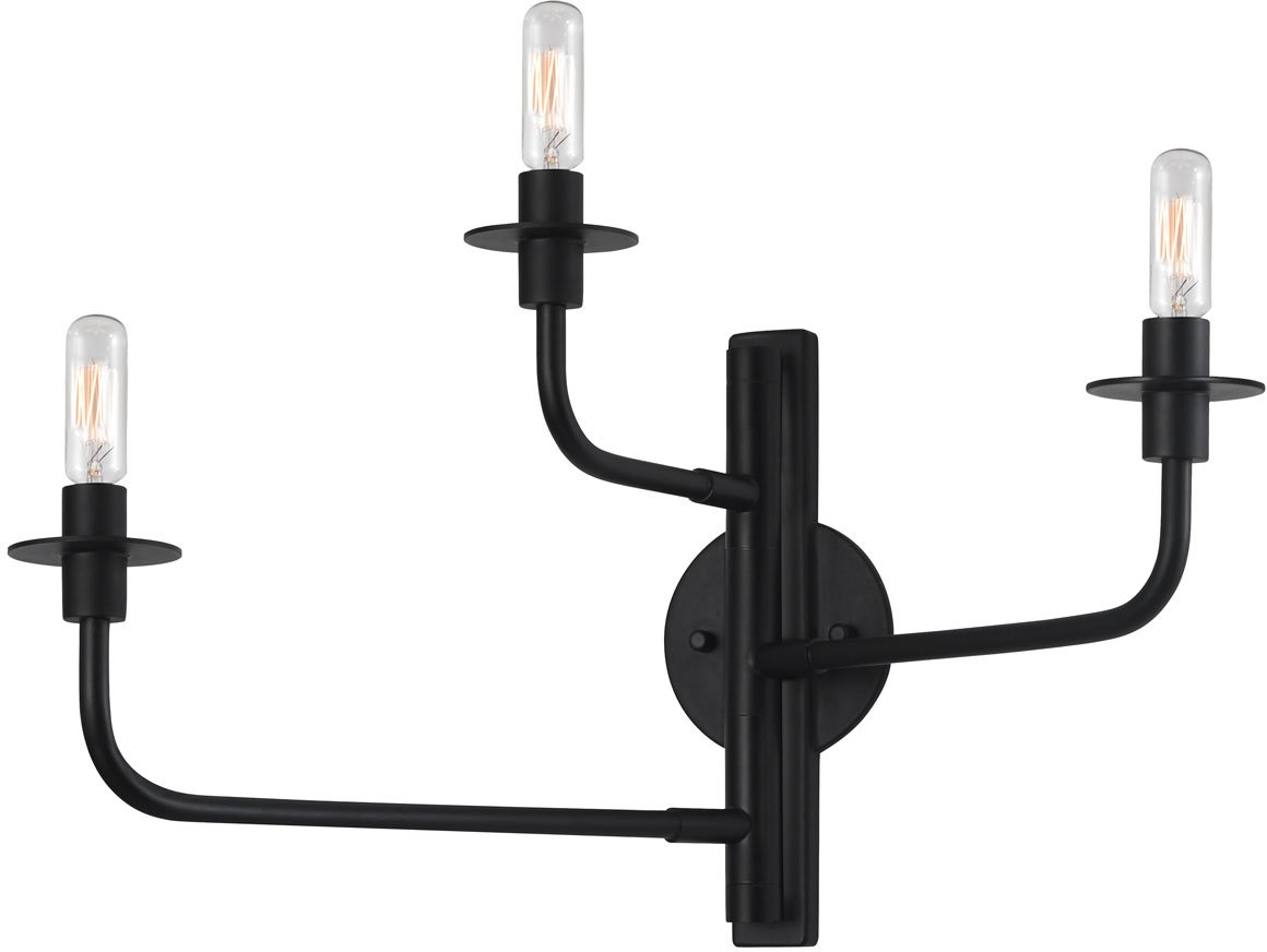 Sonneman 4540.25 Black Transitional Three Light Wall Sconce - Atelier Collection for Living Room, Bedroom, or Hallway Lighting