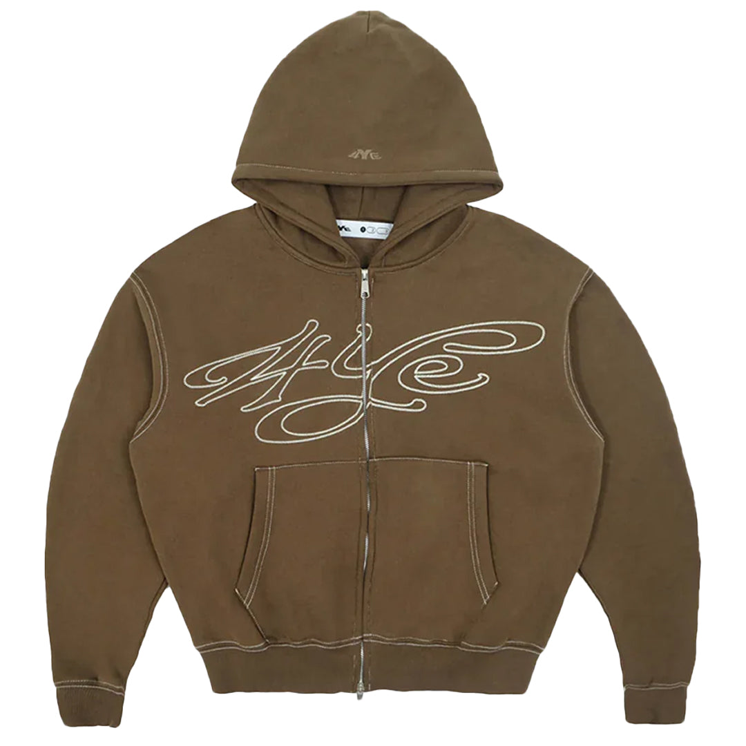 Premium Brown Signature Zip Hoodie for Men & Women - Cozy Fleece Pullover for Casual Wear, Gym, and Outdoor Activities