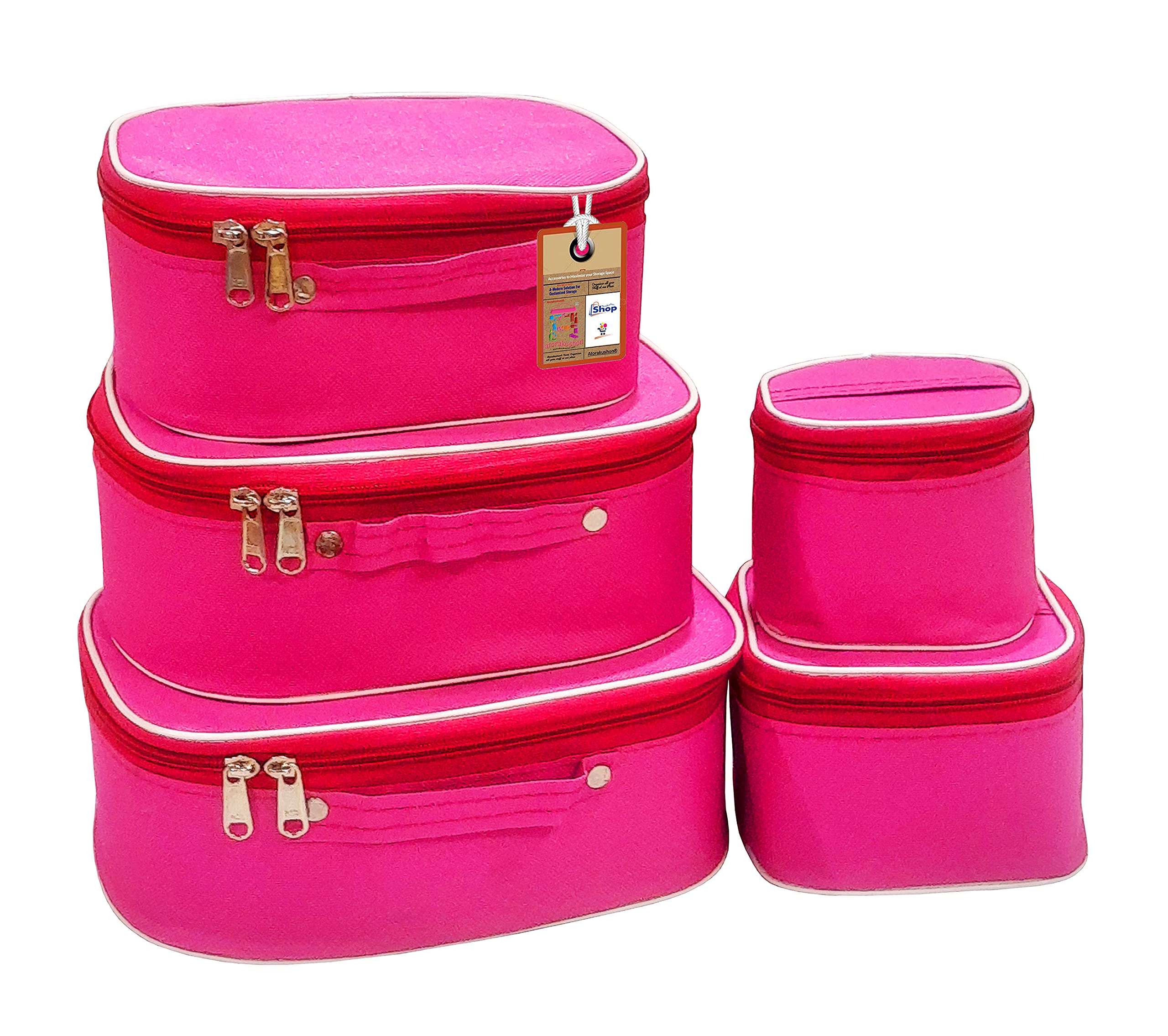 Pink 18cm Nylon Makeup Storage Box - Cosmetic Vanity Organizer, Travel Toiletry Bag & Jewelry Pouch for Women | Perfect for Home, Travel & Gift Giving