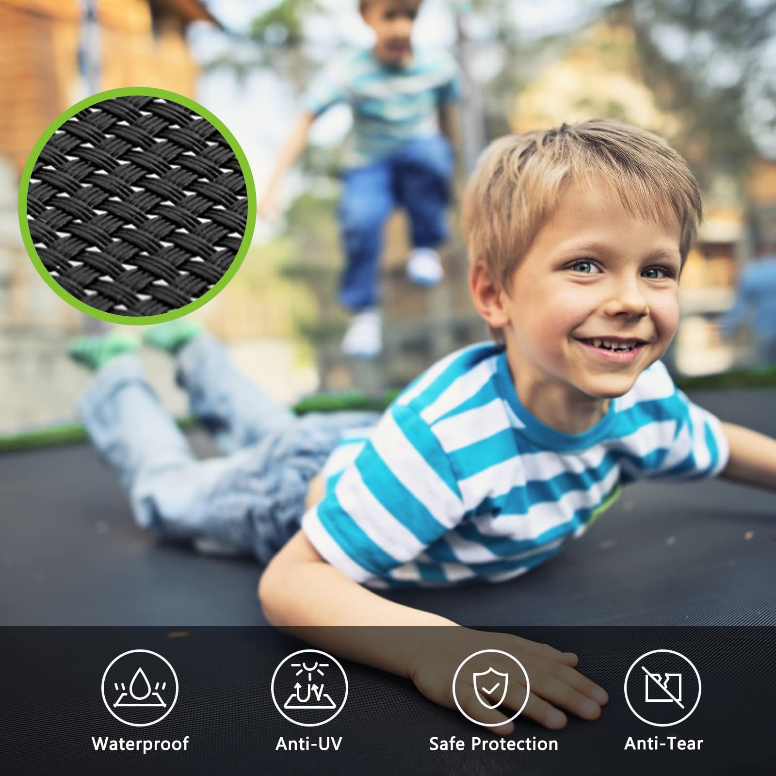 SKOK 8FT 10FT 12FT 14FT 15FT Outdoor Trampoline with Safety Enclosure Net - 400LBS Weight Capacity, ASTM Approved for Kids & Adults - Includes Basketball Hoop & Ladder - Perfect for Backyard Fun, Exercise & Family Bonding