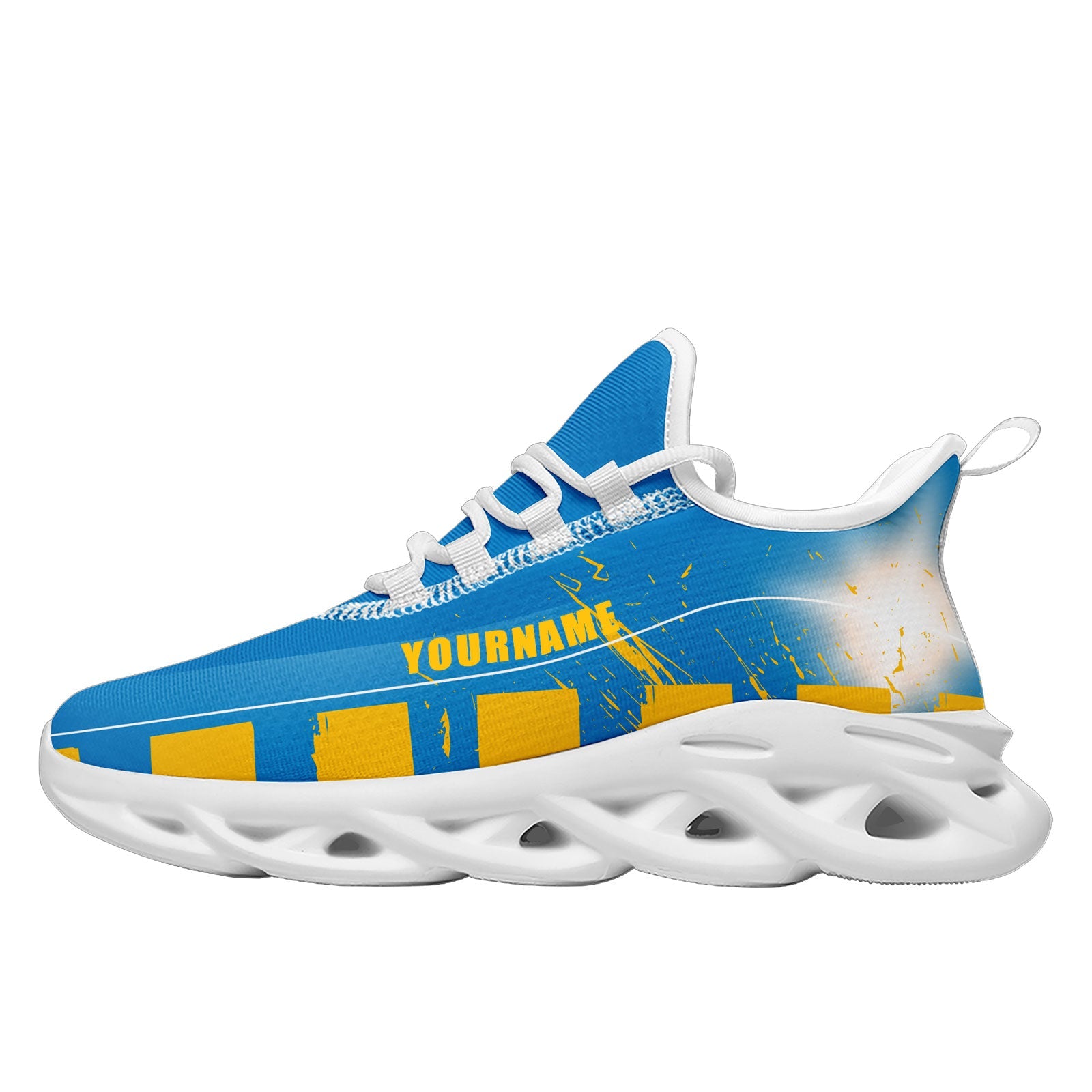 Custom Blue & Yellow Los Angeles Maxsoul Sneakers - Personalized Basketball Shoes FN003 D020260 for Men & Women - Perfect for Streetwear Fashion and Urban Lifestyle