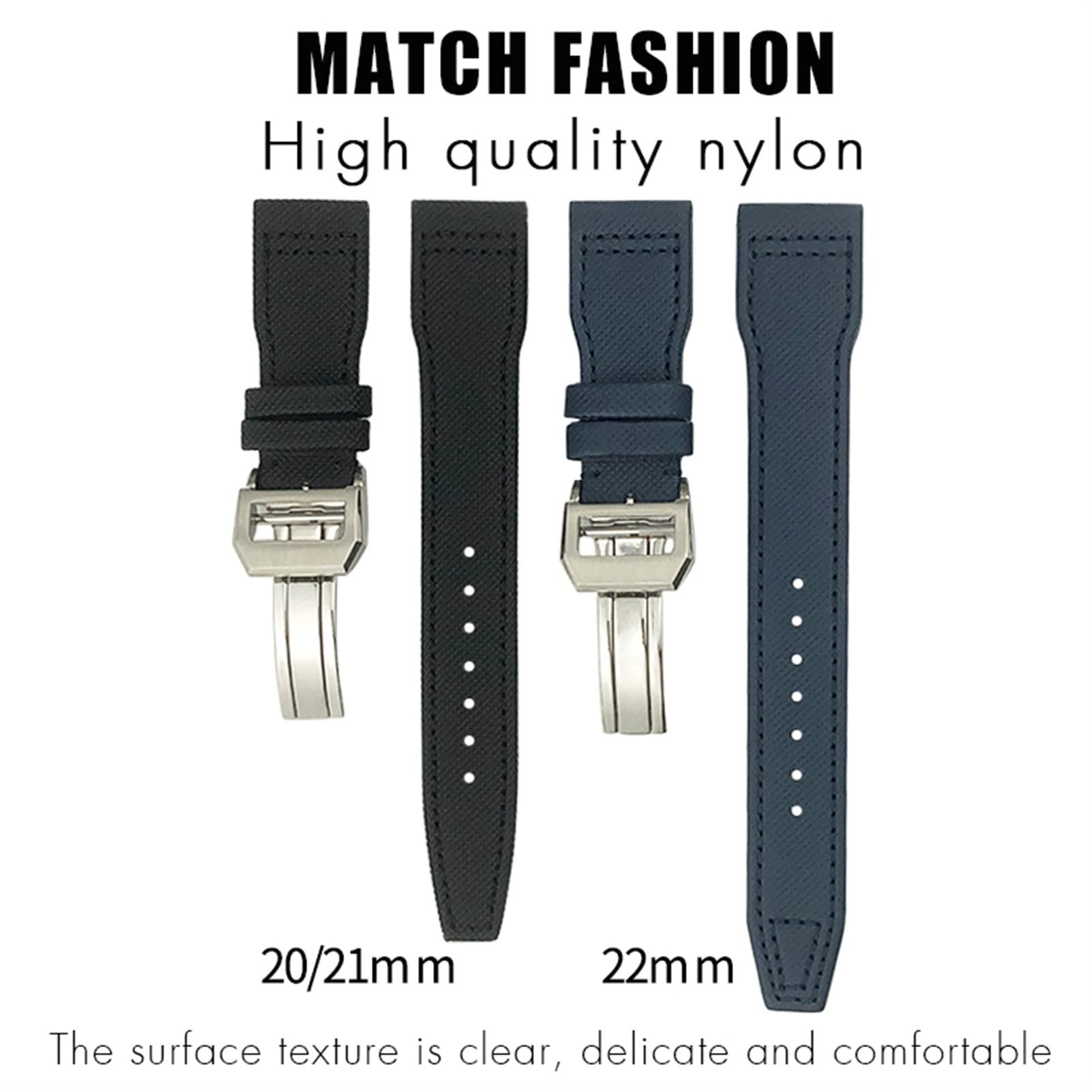 **WSCEBCK Fiber Canvas Watch Band 20mm 21mm 22mm for IWC Le Petit Prince & Big Pilot TOP Gun IW3777 - Durable Sport Watch Strap (Green Square Buckle, 21mm) - Perfect for Casual, Outdoor & Aviation Enthusiasts**