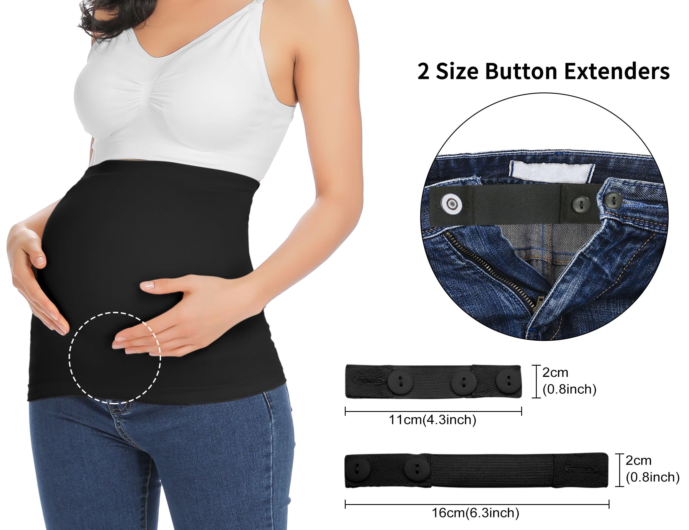Rheane Maternity Belly Band - Pregnancy Support Belt for Comfort & Back Pain Relief - Adjustable Waistband for Expecting Mothers (Black, White, Dark Grey 3-Pack) - Perfect for Work, Travel & Everyday Wear