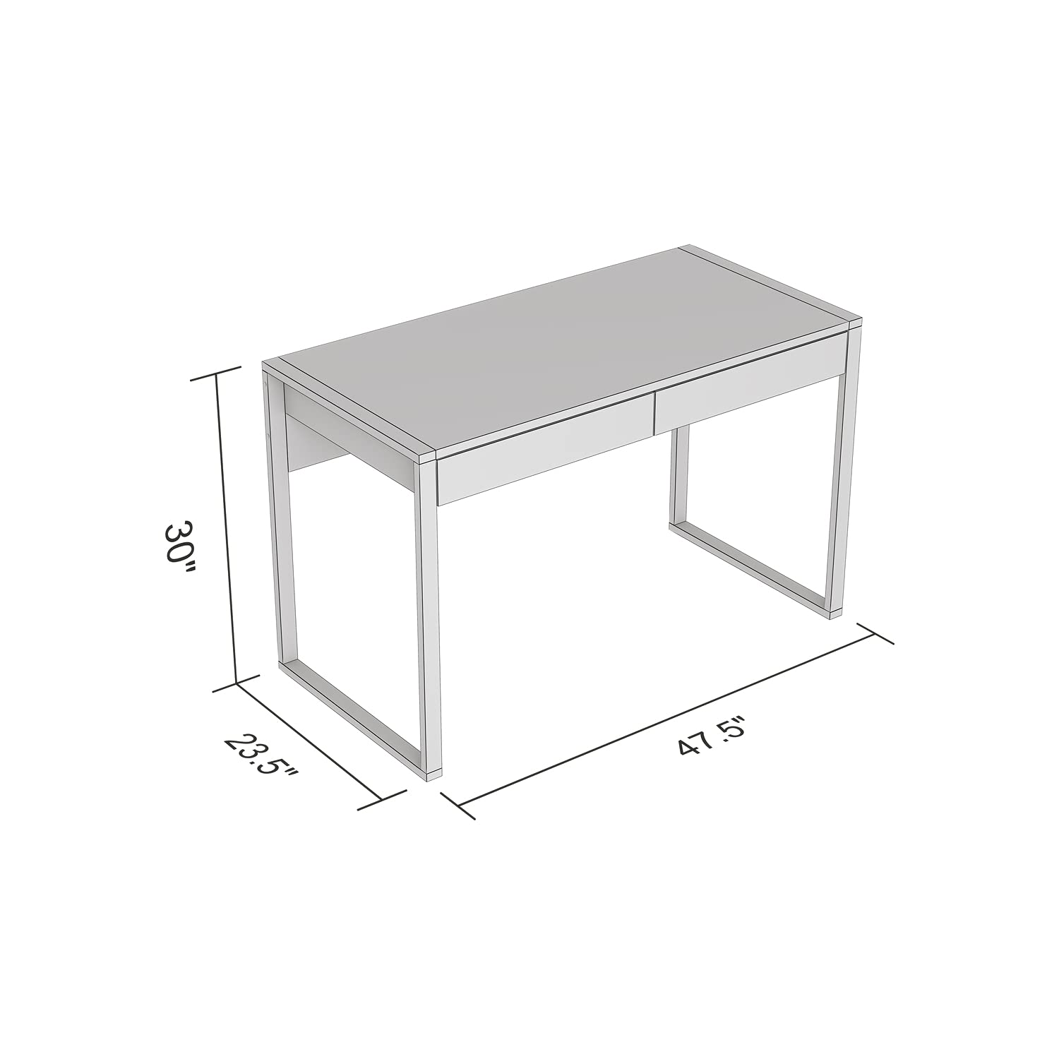 Safdie & Co. 47 Inch Modern Computer Desk with 2 Drawers - Dark Grey & Black Metal Home Office Desk for Small Spaces | Perfect for Writing, Gaming, Studying & Remote Work | Compact Workspace Solution for Apartments & Dorm Rooms