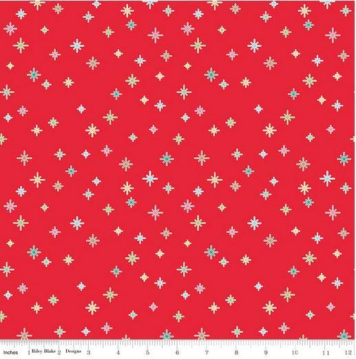 Lori Holt Bee in My Bonnet Christmas Fabric - Cozy Sparkle Red Holiday Quilting Material for DIY Decorations & Festive Sewing Projects