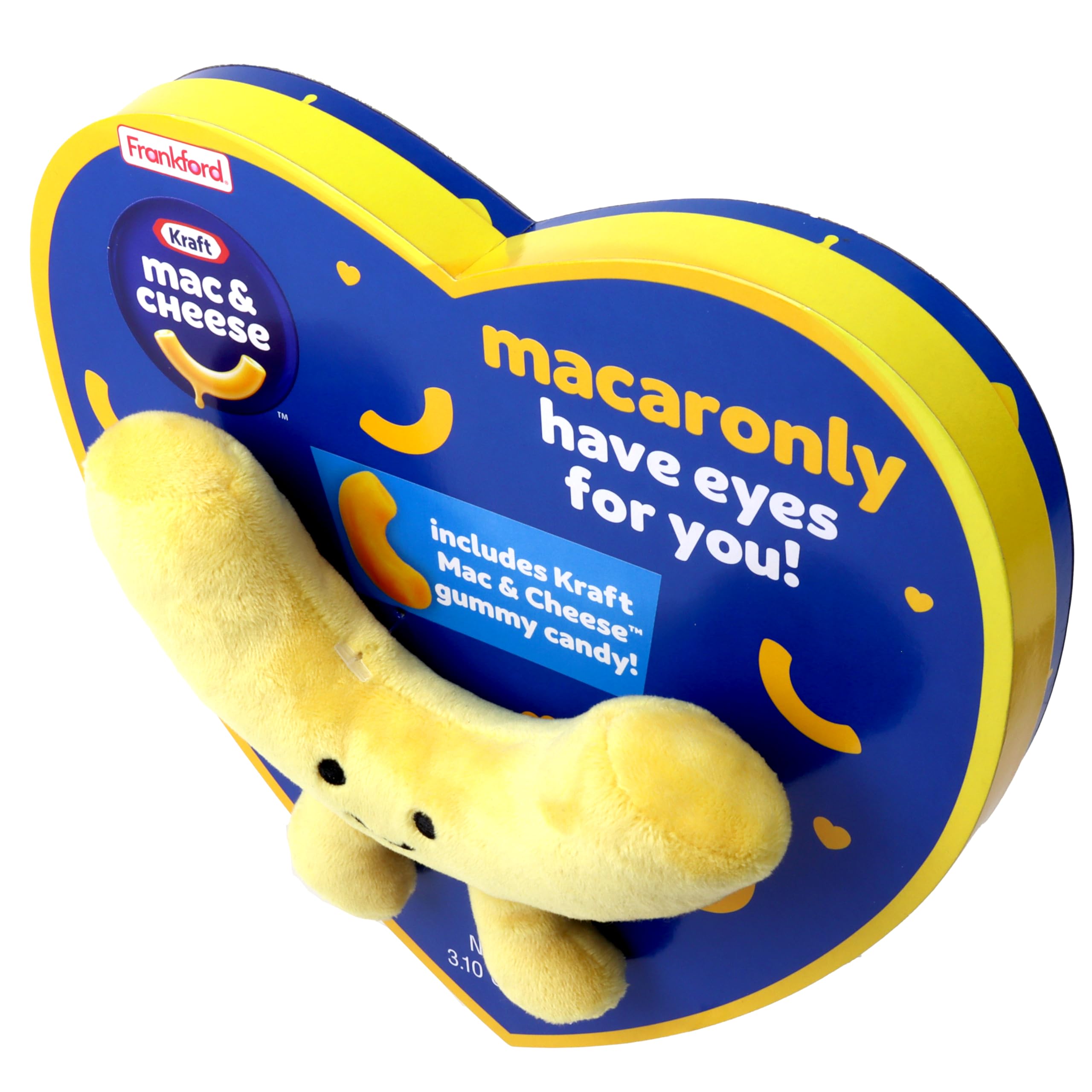 Frankford Candy Kraft Mac & Cheese Valentine's Day Gift Box - Heart Shaped Pasta with Candy & Plush Toy - Perfect for Valentine's Gifts, Romantic Surprises & Kids Treats