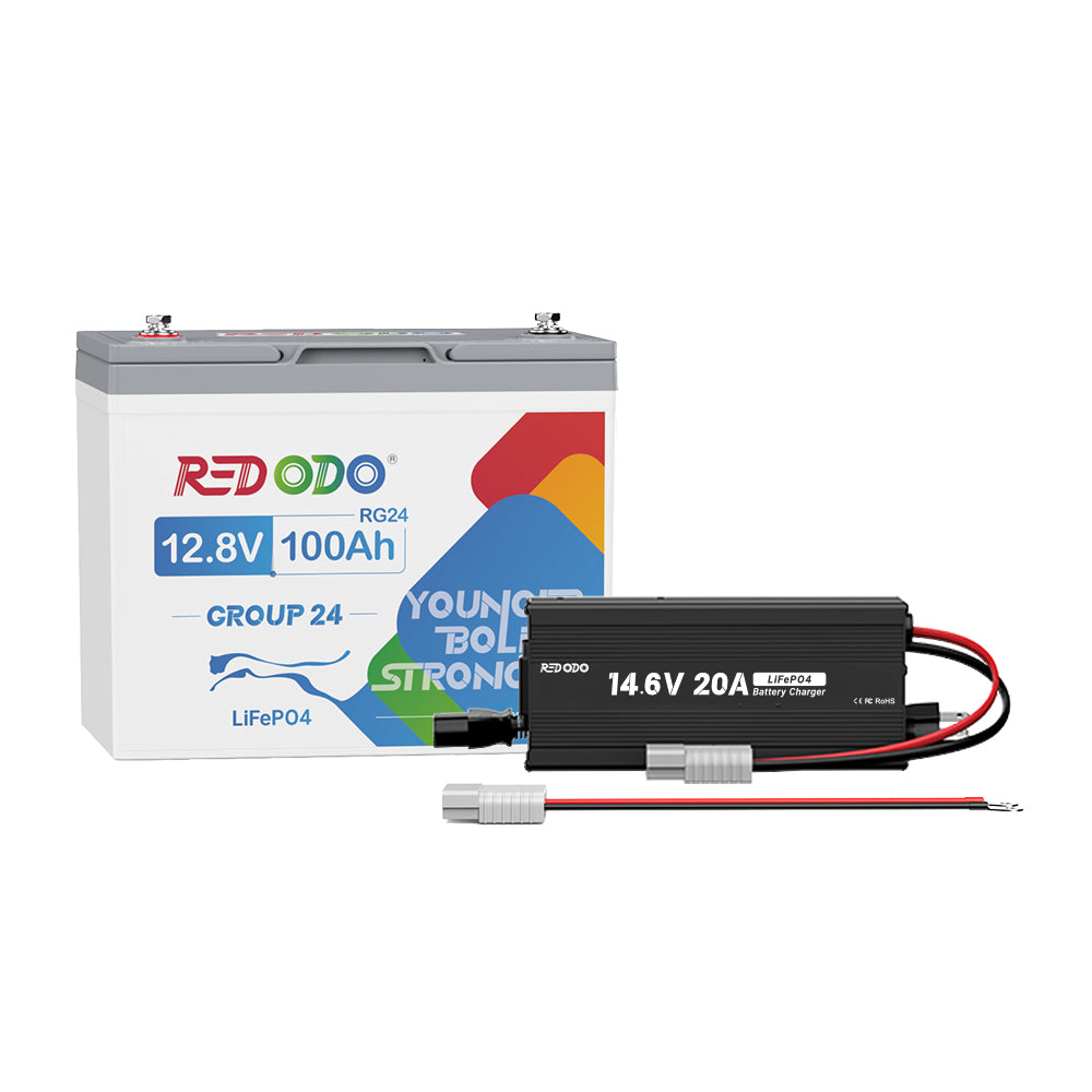 Redodo 12V 100Ah Group 24 Deep Cycle LiFePO4 Lithium Battery - Best for RV, Marine, Solar & Off-Grid Power | Long-Lasting Rechargeable Battery for Home, Camping, Boats & More