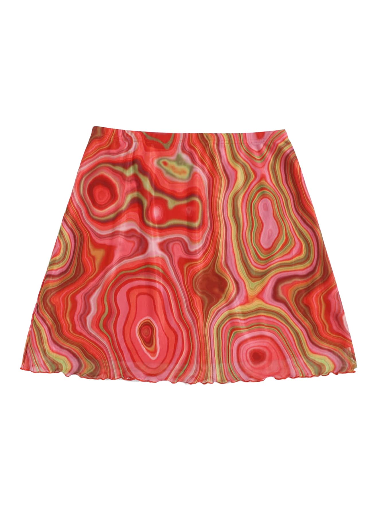 Romwe Women's High Waist Mesh Mini Skirt - Floral Print Bodycon Skirt with Lettuce Trim | Perfect for Summer Outfits, Parties & Casual Wear