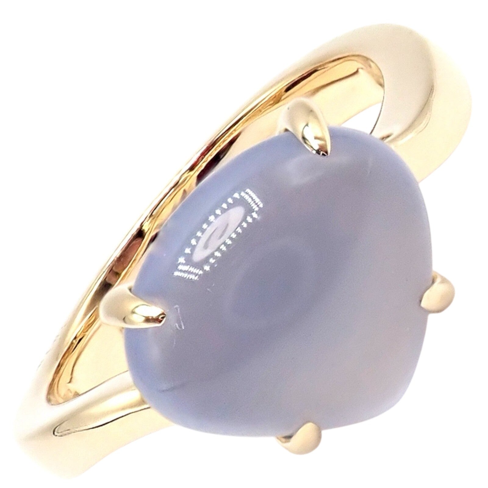 Authentic Bulgari 18k Yellow Gold Mediterranean Eden Chalcedony Ring - Size 5.75 - Luxury Jewelry for Women, Perfect for Weddings, Anniversaries & Special Occasions
