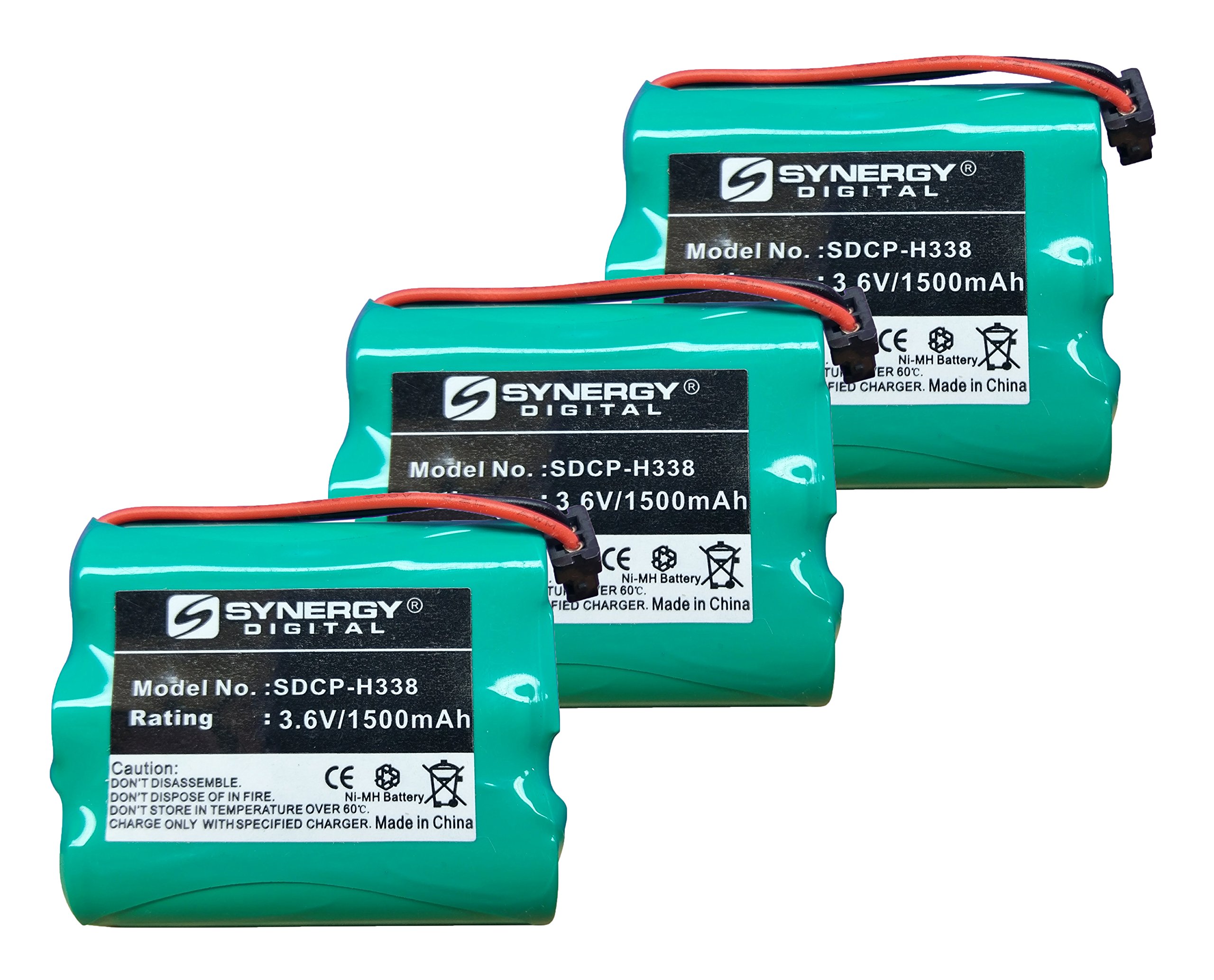 Synergy Digital Rechargeable Ni-MH 3.6V 1500mAh Cordless Phone Batteries - 3 Pack | Compatible with Panasonic KX-TC955 Handset | Long-Lasting Power for Home & Office Use