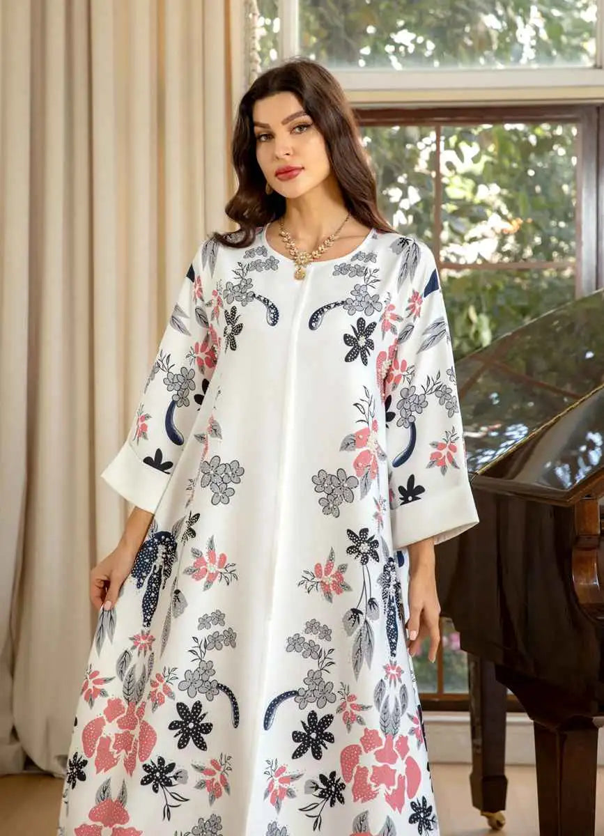 Hotfix Rhinestone Eid Dress - Elegant Burnout Caftan Kaftan for Women | Perfect for Eid Celebrations, Weddings & Special Occasions