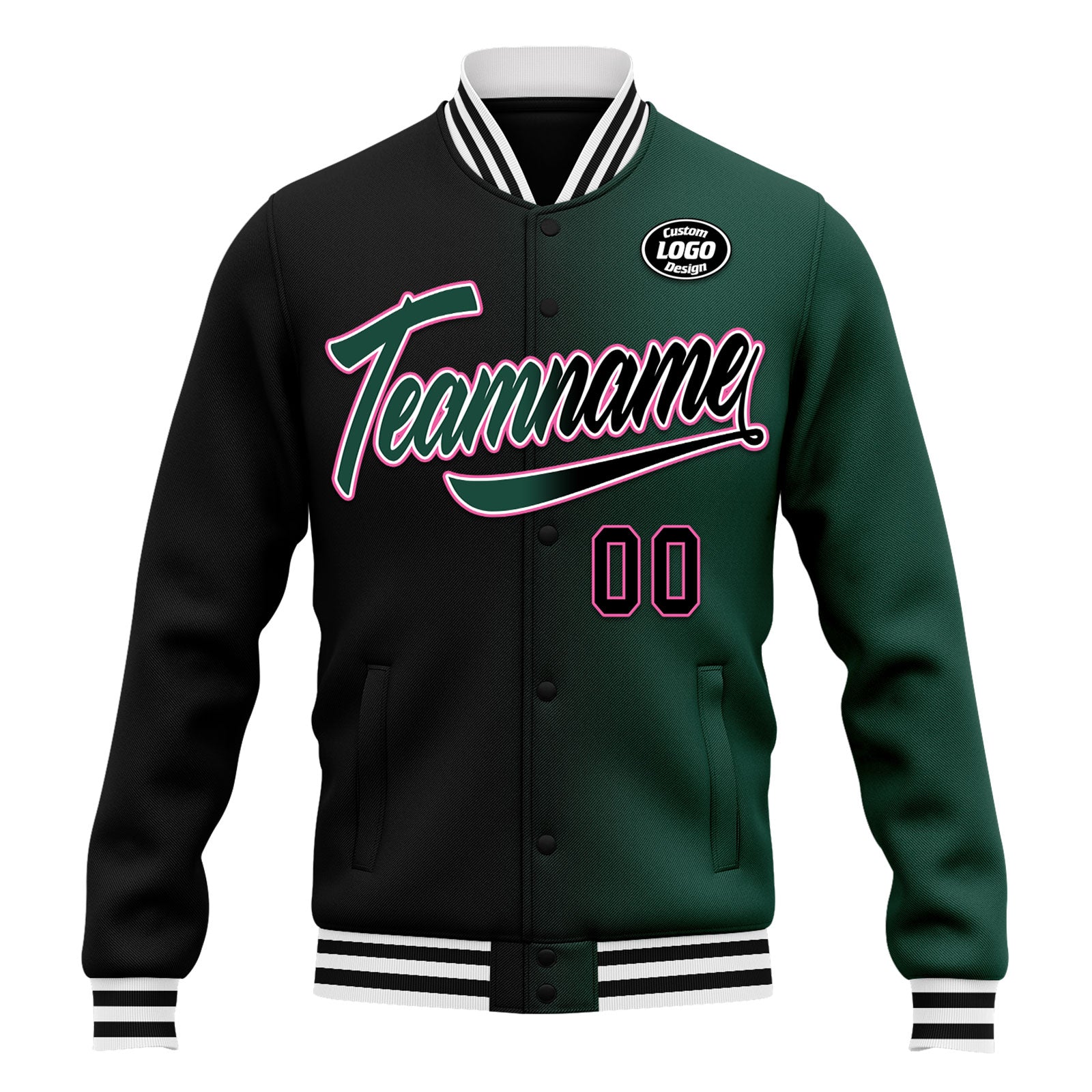 Custom Gradient Fashion Bomber Jacket - Full Snap Varsity Letterman Jacket for Men & Women - Personalized Embroidery Option - FZ005 D028016 - Perfect for School Sports, Casual Wear & Street Style Outfits