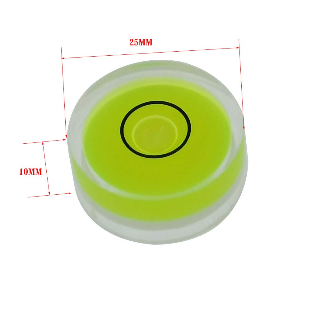 25mm Circular Bubble Spirit Level for Tripod, Phonograph, Turntable - 4PCS (25x10mm Green) - Perfect for Photography, Construction, and DIY Leveling Projects