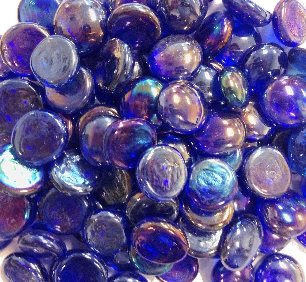 3 LB Cobalt Blue Iridescent Glass Gems for Vase Fillers - Decorative Home Decor, Wedding Centerpieces, Floral Arrangements & Aquarium Landscaping