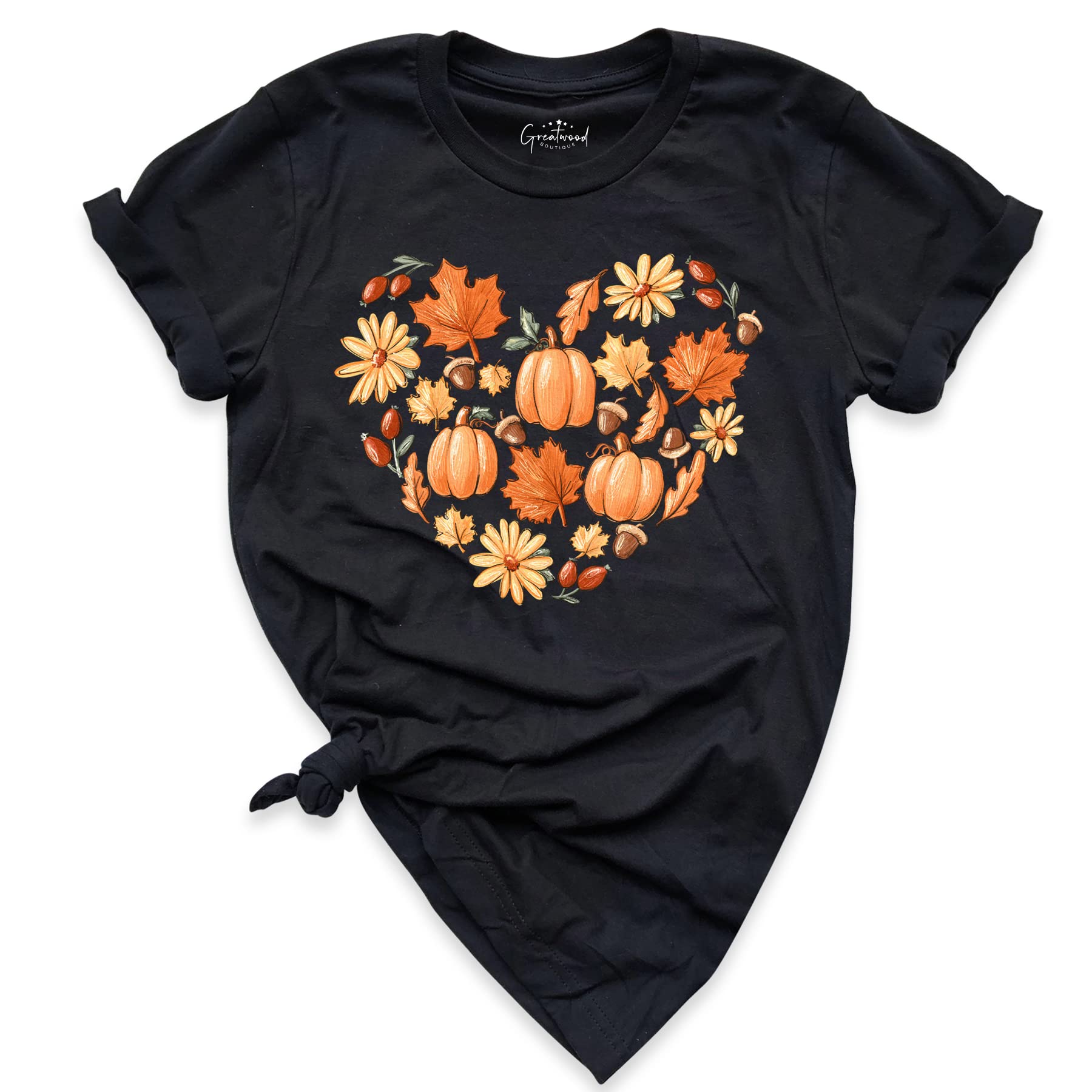 Halloween Fall Pumpkin Heart Shirt for Women | Cute Autumn Graphic Tee with Doodles | Thanksgiving & Halloween Party Outfit | Cozy Seasonal Fashion for Fall Festivities