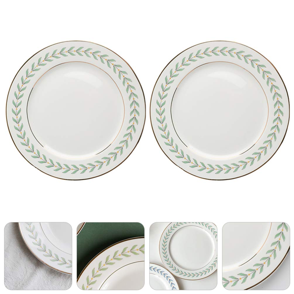 Hemoton 2pcs Leaf Ceramic Plates - Vintage Salad & Dessert Plates for Party Serving