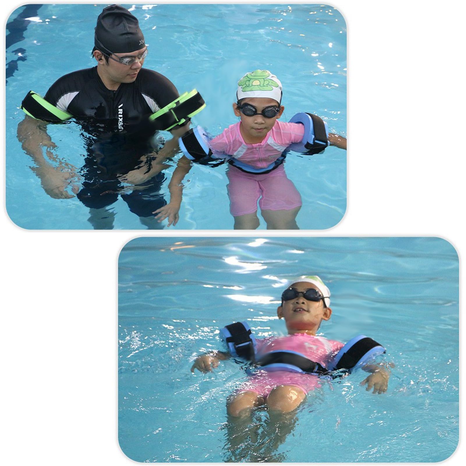 PerGar Foam Swim Aquatic Cuffs - Water Aerobics Float Rings & Ankle Bands for Pool Exercise - Fitness Workout Set with Adjustable Arm Belts & Ankle Weights - Ideal for Swimming Training, Water Aerobics & Aqua Fitness Classes