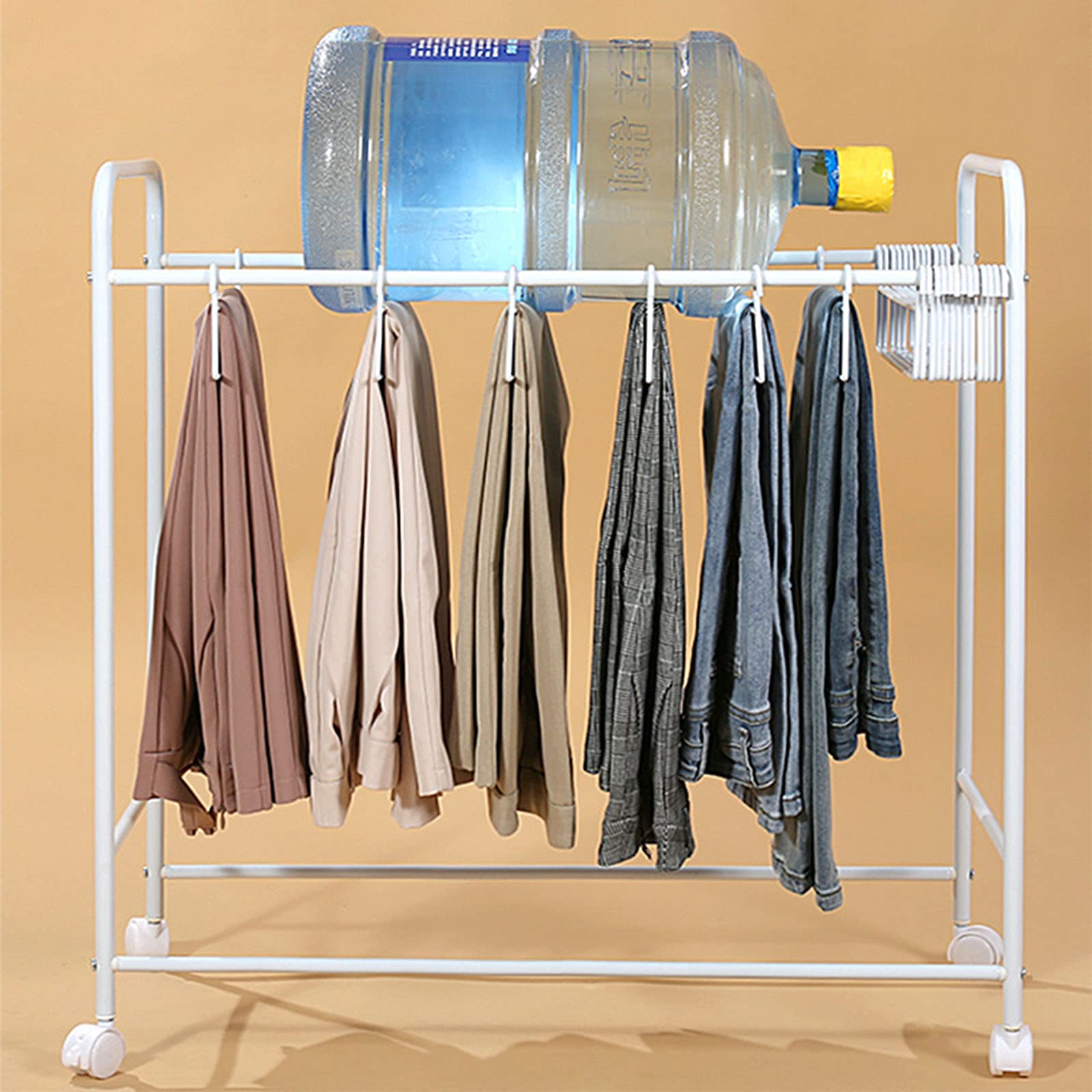 Portable Rolling Clothes Rack with Wheels - Adjustable Metal Garment Organizer for Pants, Jeans, Skirts & Scarves | Space-Saving Mobile Wardrobe Solution for Bedroom, Closet & Laundry Room Organization