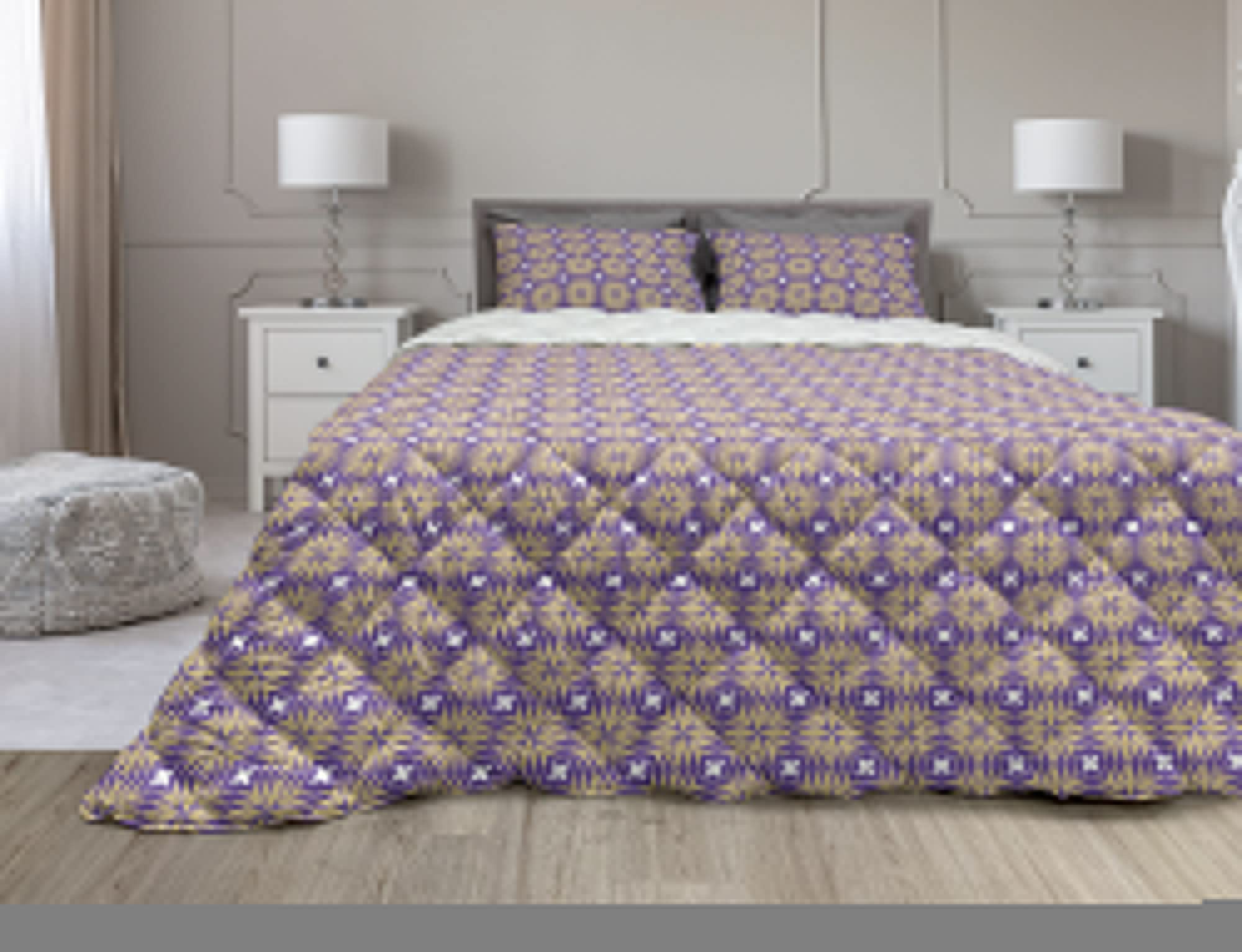 Ambesonne Abstract Comforter Set with Sham - Retro Psychedelic Pattern Microfiber Duvet Cover - Twin Size Blue Violet & Pale Camel - Perfect for Bohemian Bedrooms & Hippie Decor