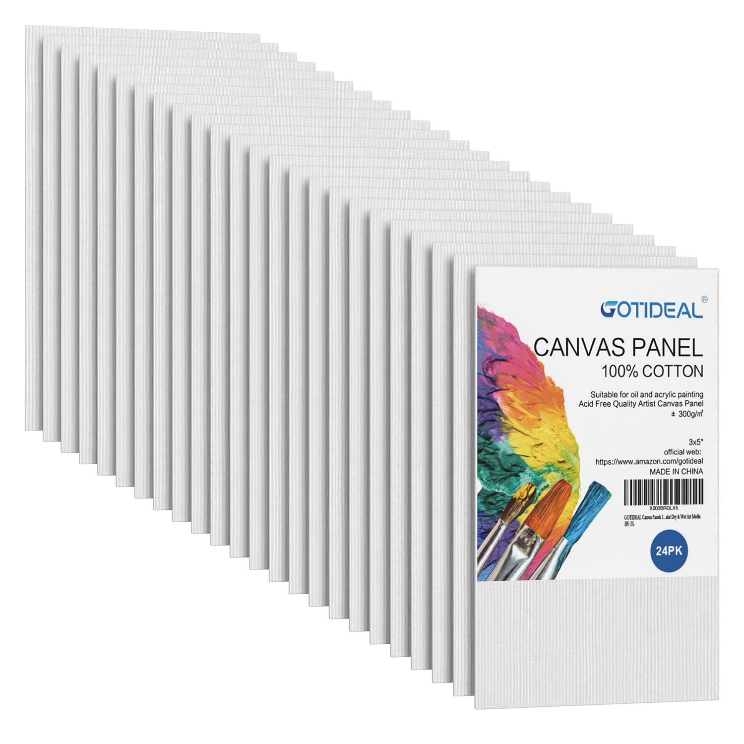 GOTIDEAL 3x5 Inch Professional Primed White Blank Canvas Panels - 24 Pack 100% Cotton Artist Canvas Boards for Acrylic, Oil, Watercolor & Tempera Painting - Perfect for Art Classes, DIY Projects & Home Decor