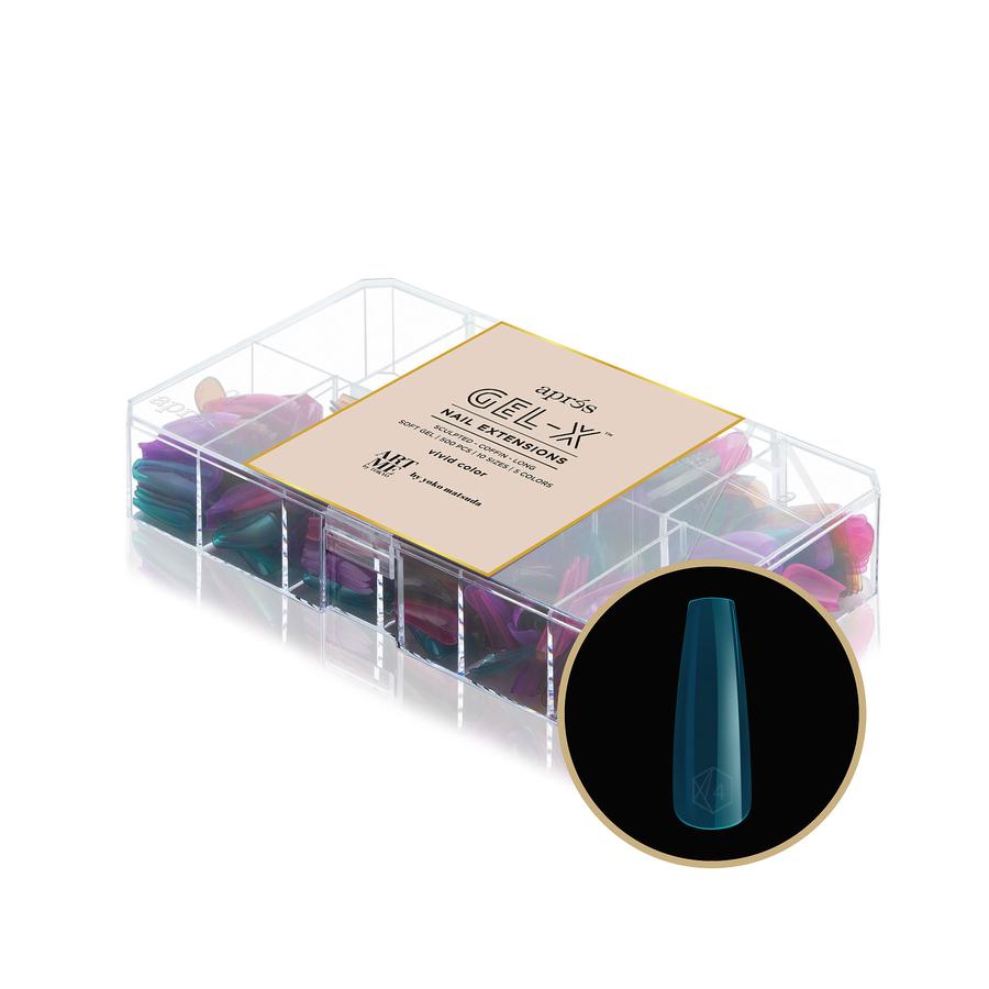 ARTME x APRES GEL X TIPS - Vivid Color Sculpted Coffin Long Box of Nail Tips for Professional Salon & DIY Manicure at Home