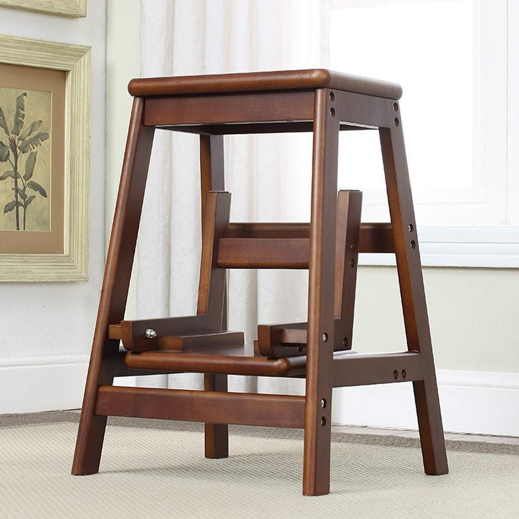 FADUNI 2-Step Foldable Wooden Step Stool for Kitchen, Indoor Ladder Stool with Non-Slip Surface - Multifunctional as Flower Stand, Shoe Bench & Home Decor (Perfect for Reaching High Shelves, Bathroom Use & Kids' Step Stool)