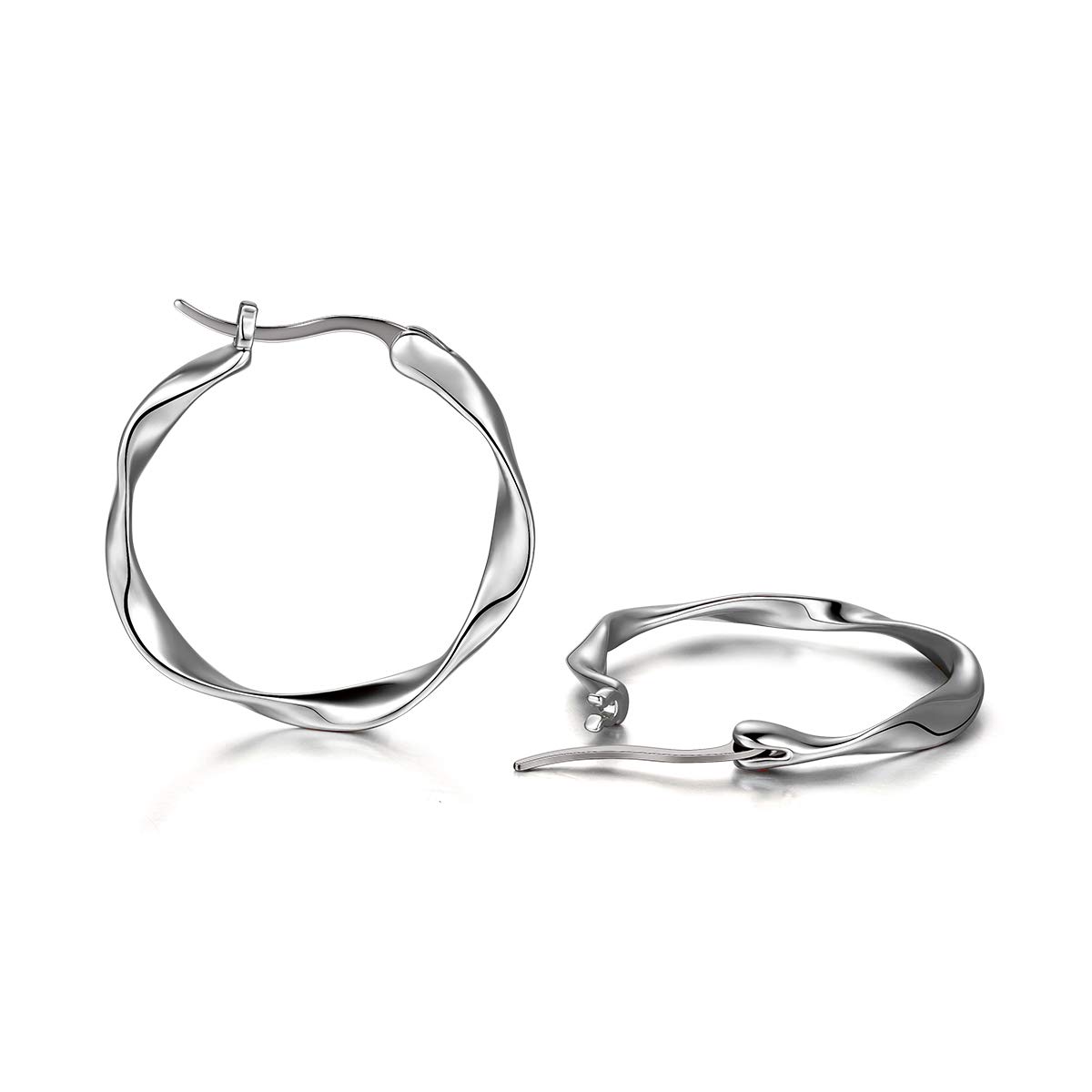 Stylish Titanium Hoop Earrings for Women & Men – Round/Oval Boho Designs with Filigree, Beaded, Chain & Twist Details – Hypoallergenic Pure Titanium Posts, White Gold Plated – Lightweight Fashion Jewelry for Sensitive Ears – Perfect for Everyday Wear, Parties & Gifts
