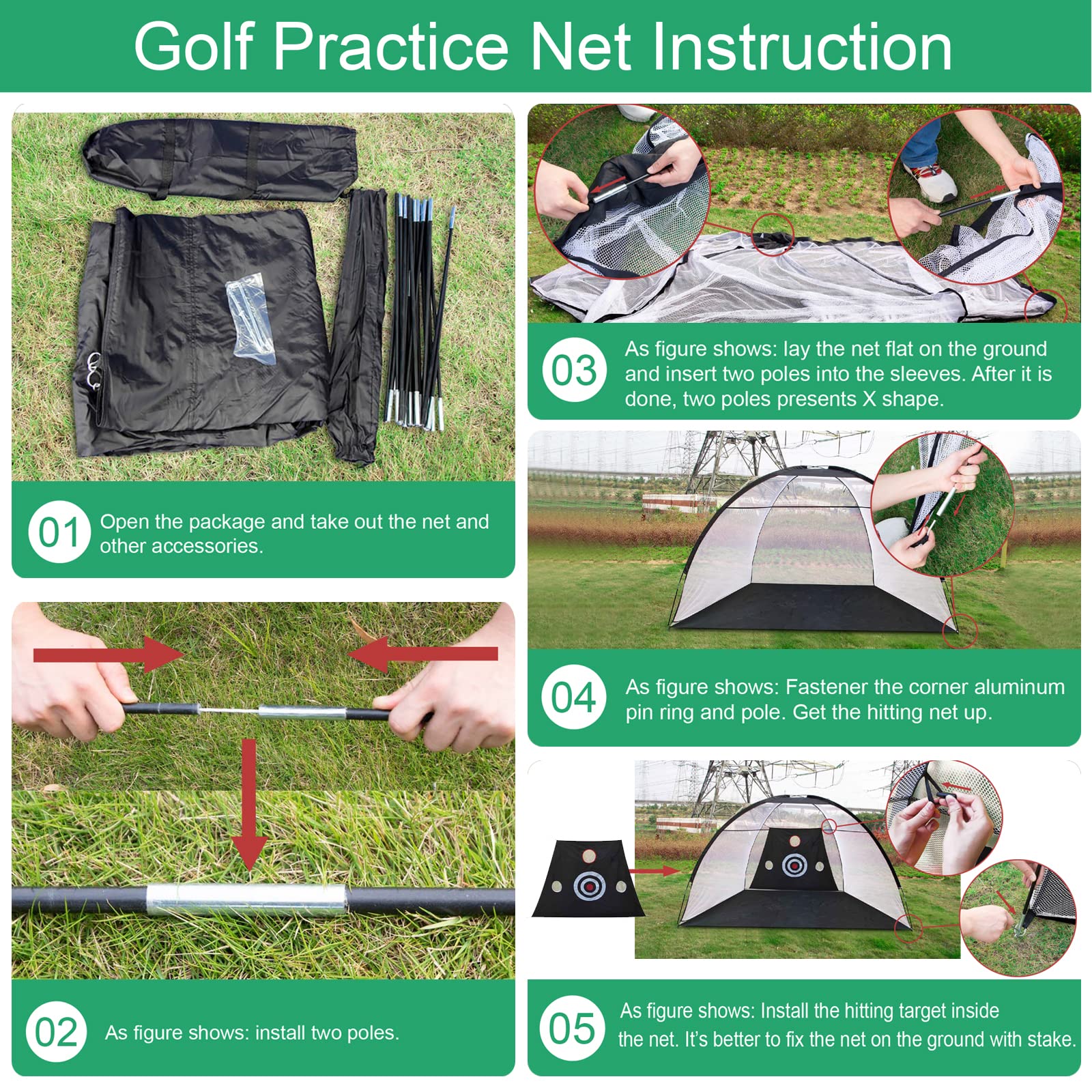10x7ft Golf Practice Net for Backyard Driving & Chipping - Heavy Duty Golf Training Net with Swing Trainer - Perfect Golf Gift for Men & Women - Ideal for Home, Driving Range & Outdoor Practice