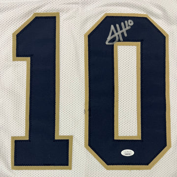 Authentic Sam Hartman Signed Notre Dame Fighting Irish White Football Jersey - Collectible Memorabilia for Fans & Sports Enthusiasts - Perfect for Display, Gifting, and Game Day Spirit