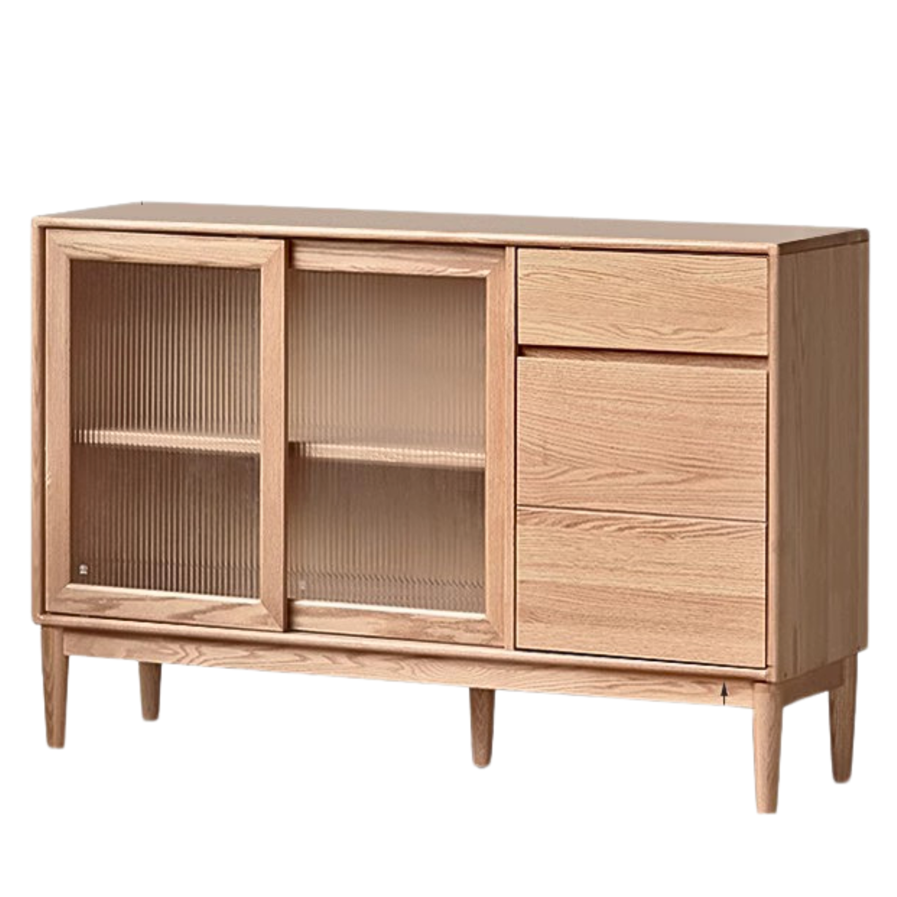 Solid Oak Wood Modern Dining Sideboard - Wall-Mounted Buffet Cabinet for Dining Room Storage & Decor